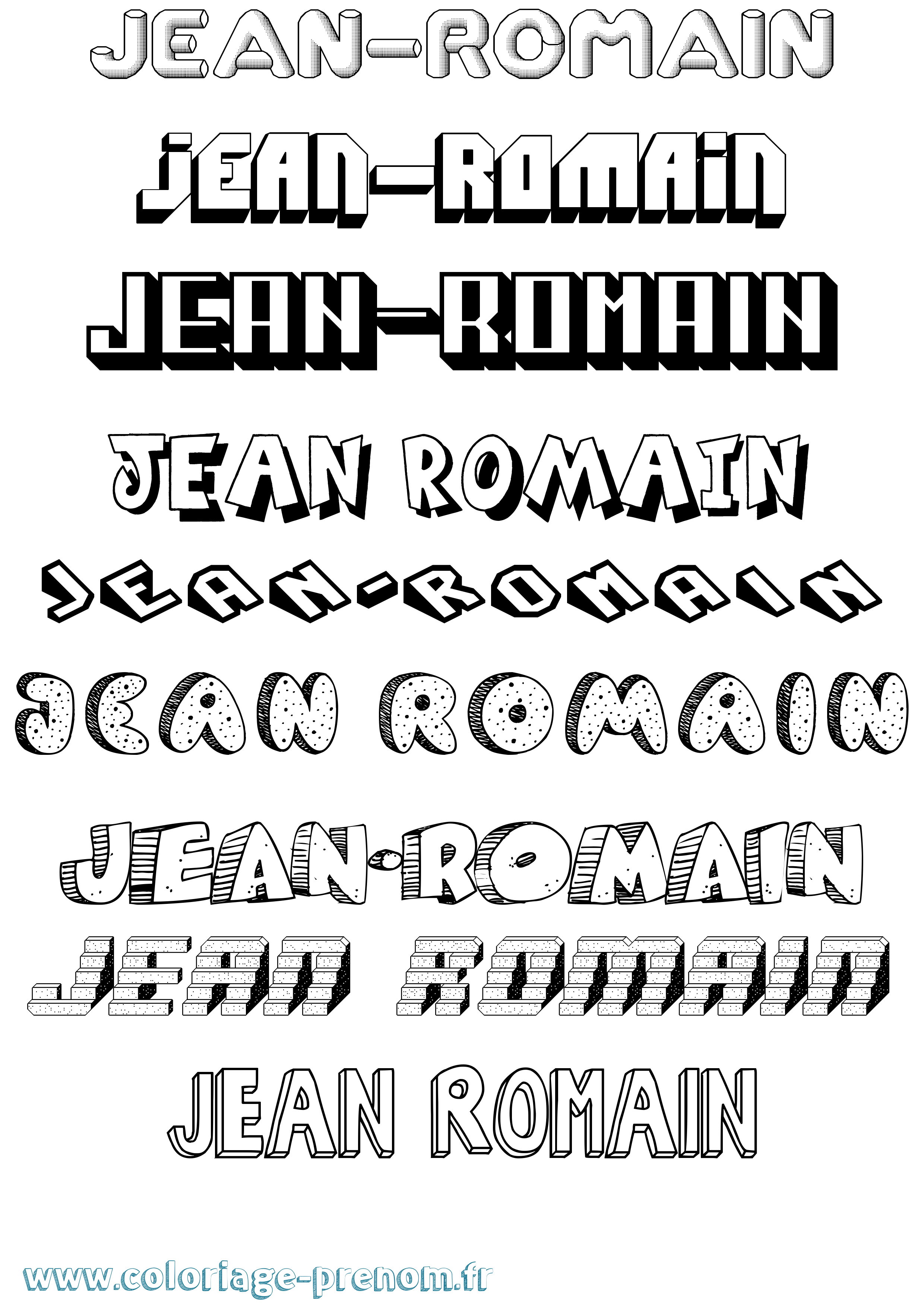 Coloriage Jean-Romain Effet 3D Coloriage prénom Jean-Romain Effet 3D