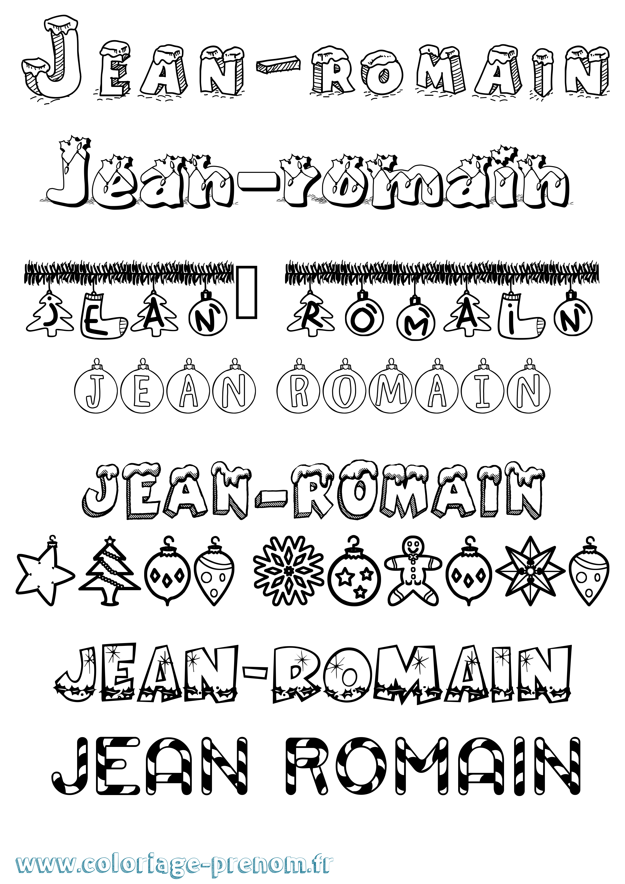 Coloriage Jean-Romain Noël Coloriage prénom Jean-Romain Noël