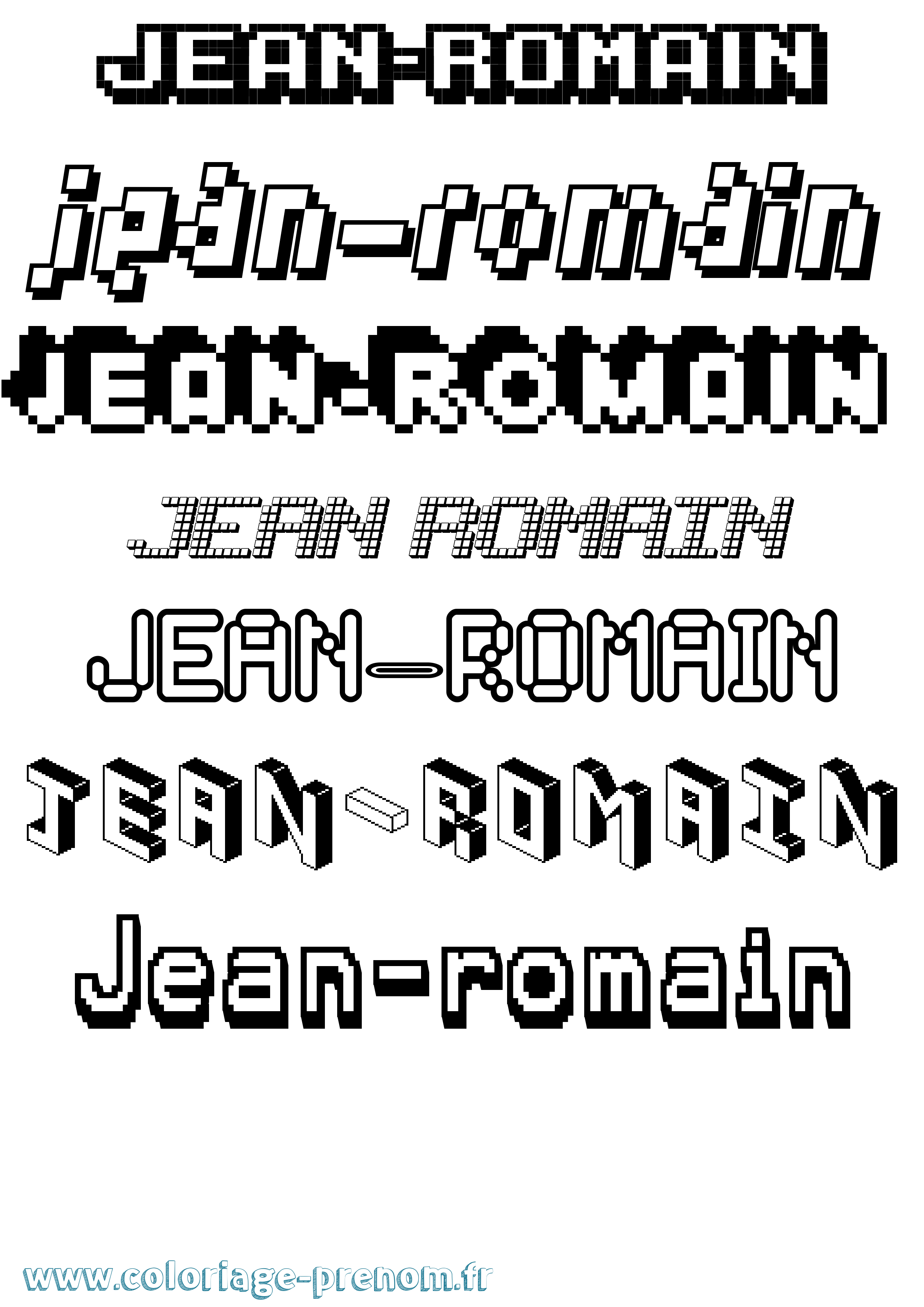 Coloriage Jean-Romain Pixel Coloriage prénom Jean-Romain Pixel