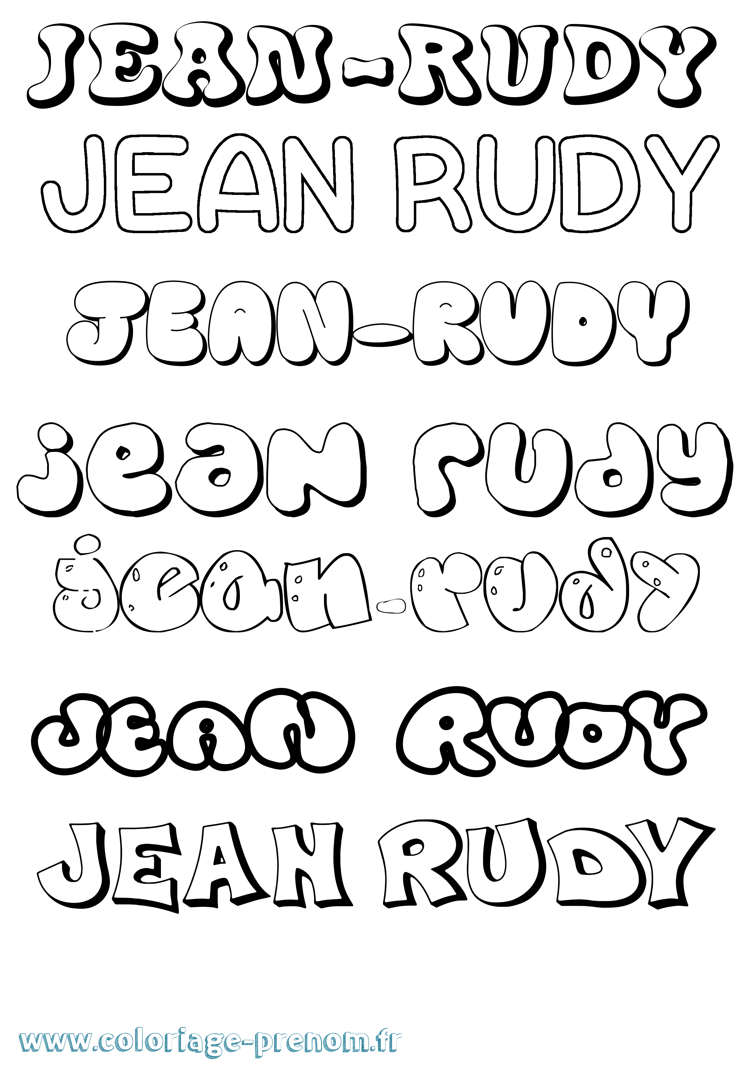 Coloriage Jean-Rudy Bubble Coloriage prénom Jean-Rudy Bubble