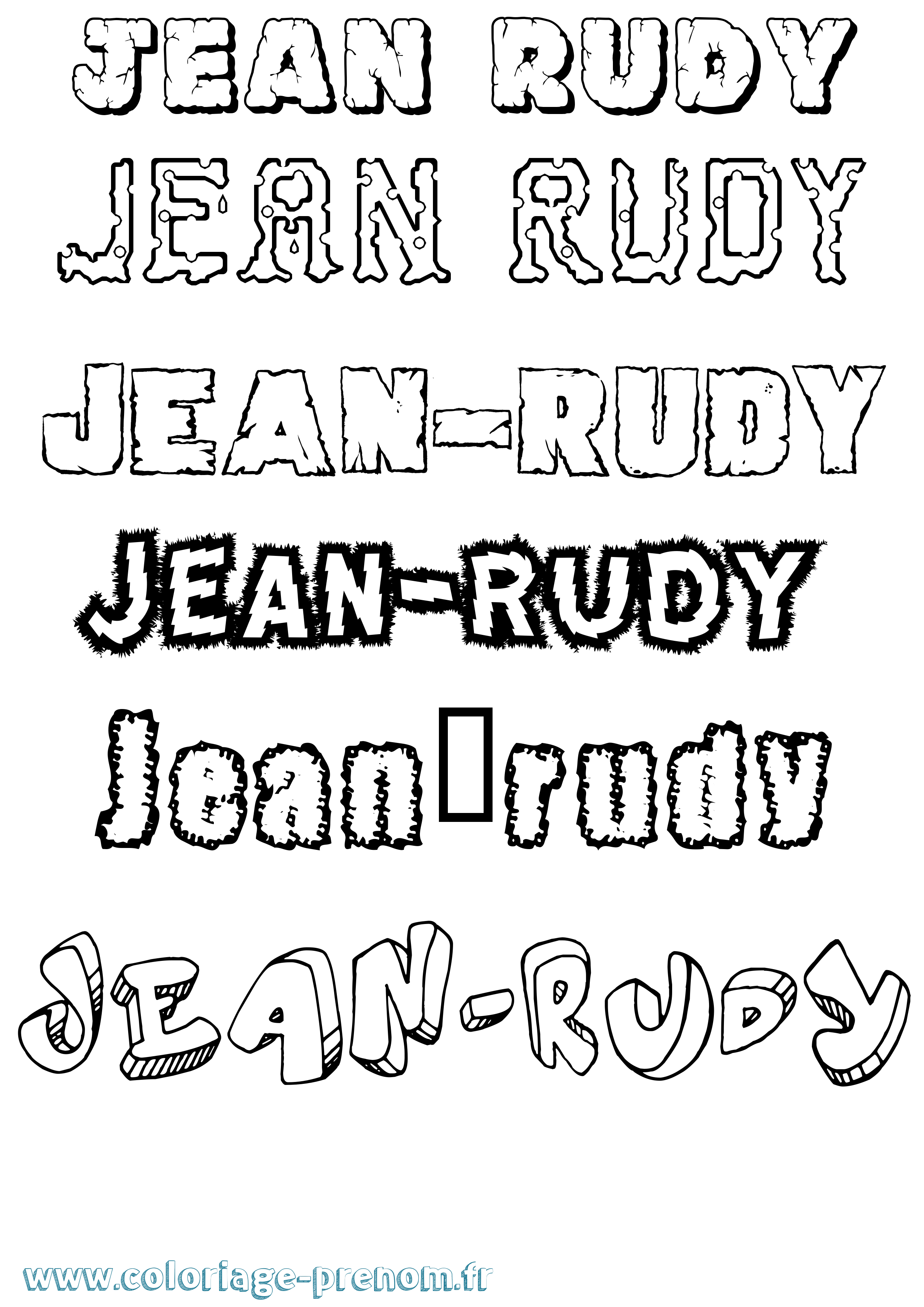 Coloriage Jean-Rudy Destructuré Coloriage prénom Jean-Rudy Destructuré