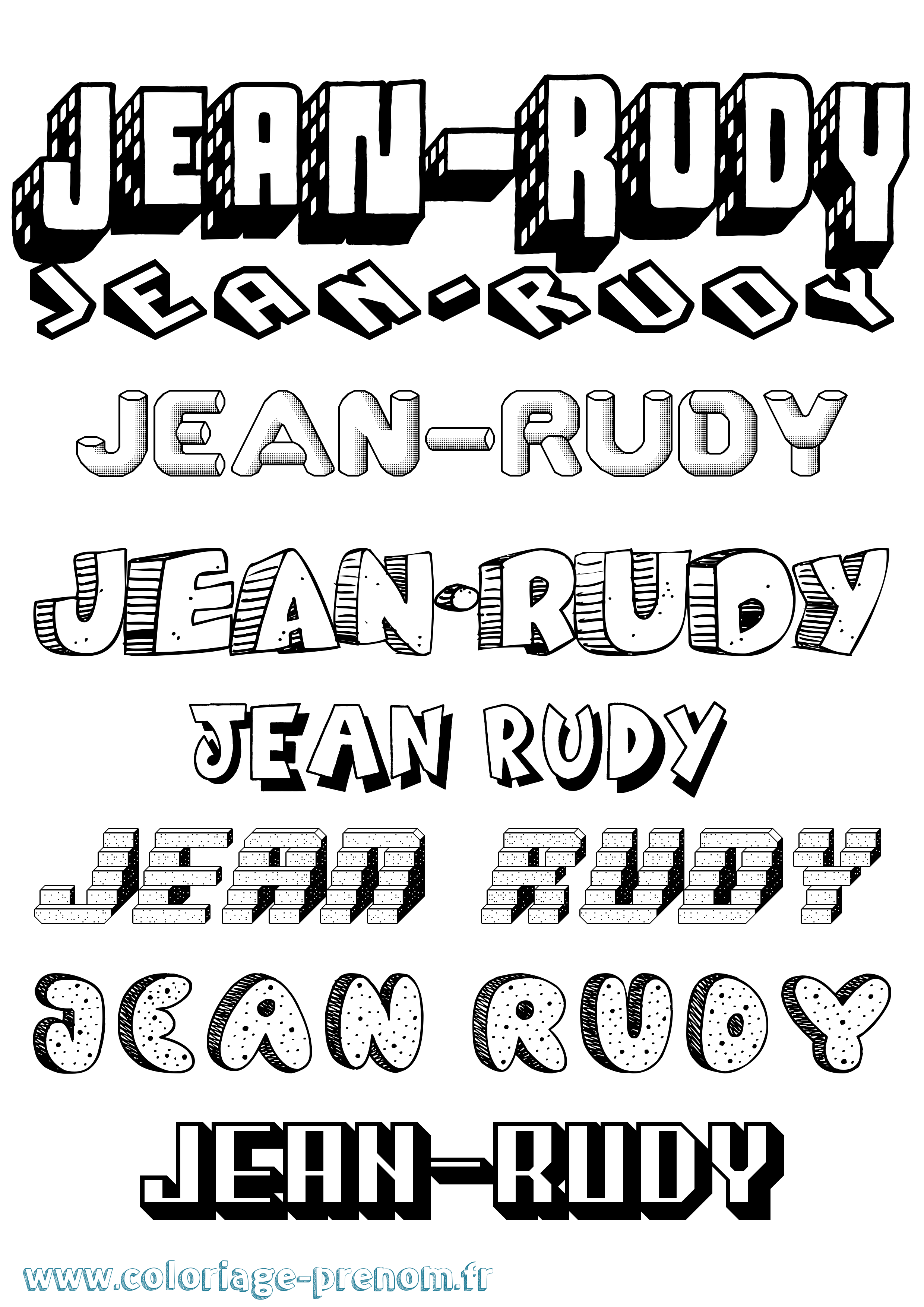 Coloriage Jean-Rudy Effet 3D Coloriage prénom Jean-Rudy Effet 3D