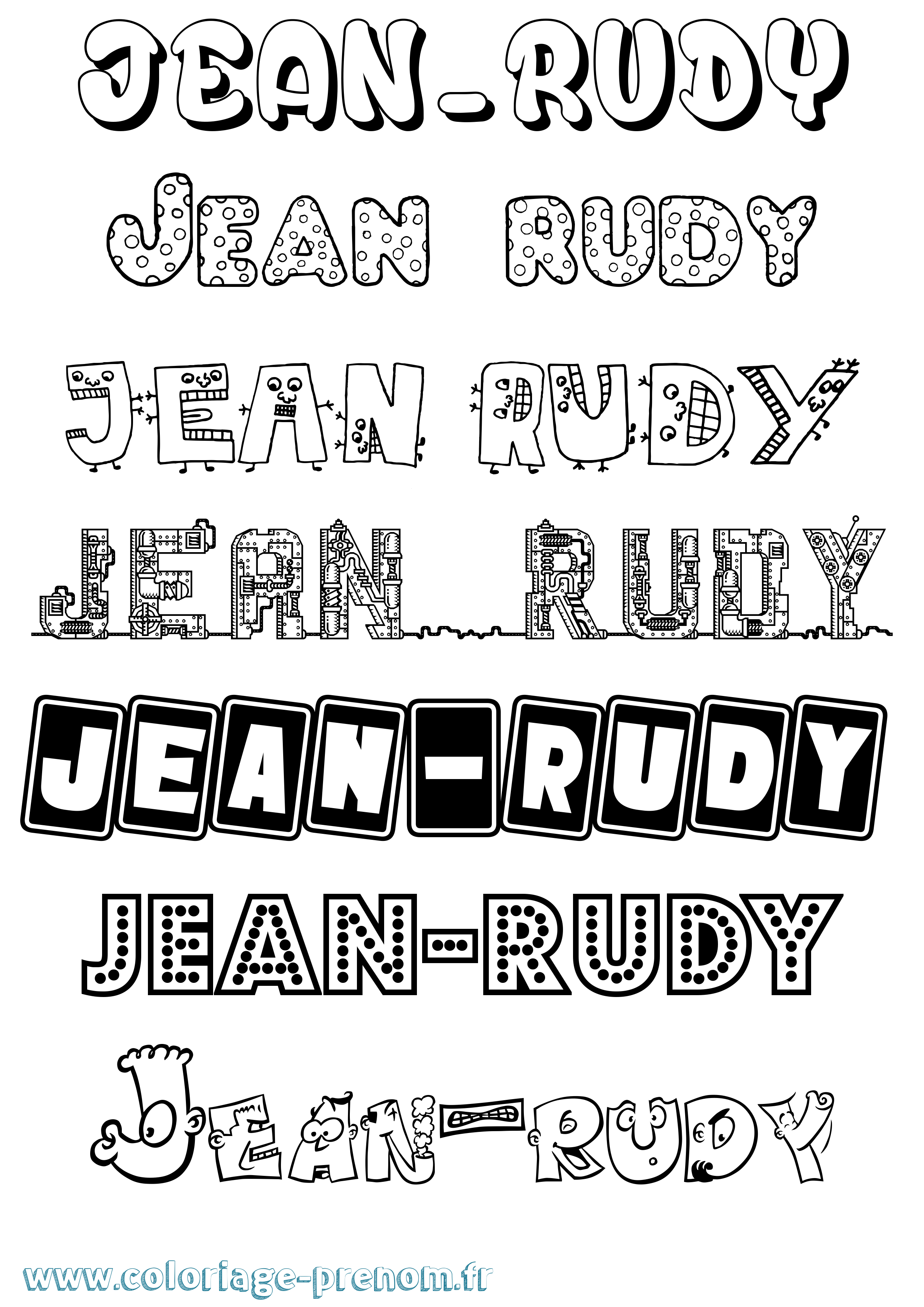 Coloriage Jean-Rudy Fun Coloriage prénom Jean-Rudy Fun
