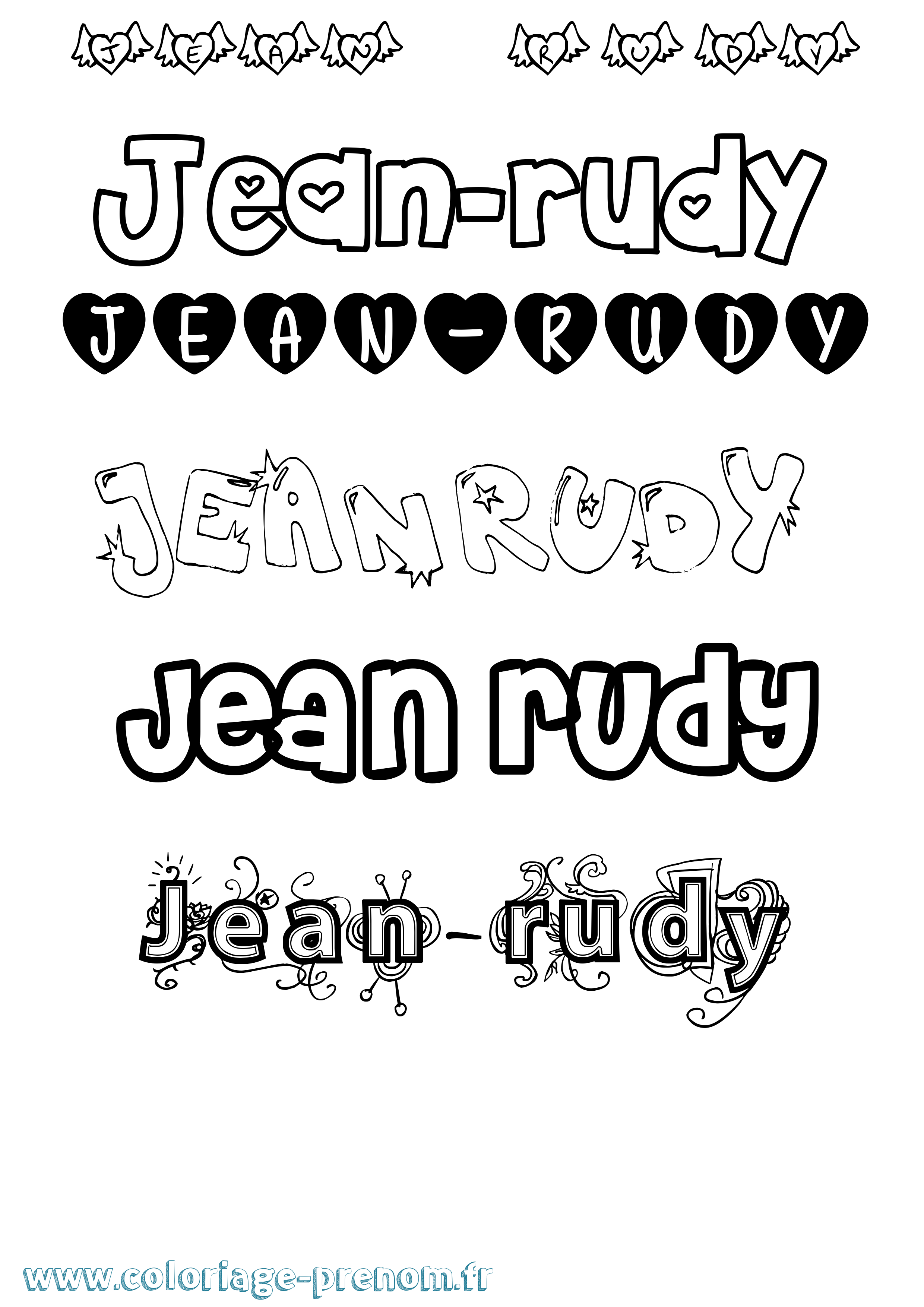Coloriage Jean-Rudy Girly Coloriage prénom Jean-Rudy Girly