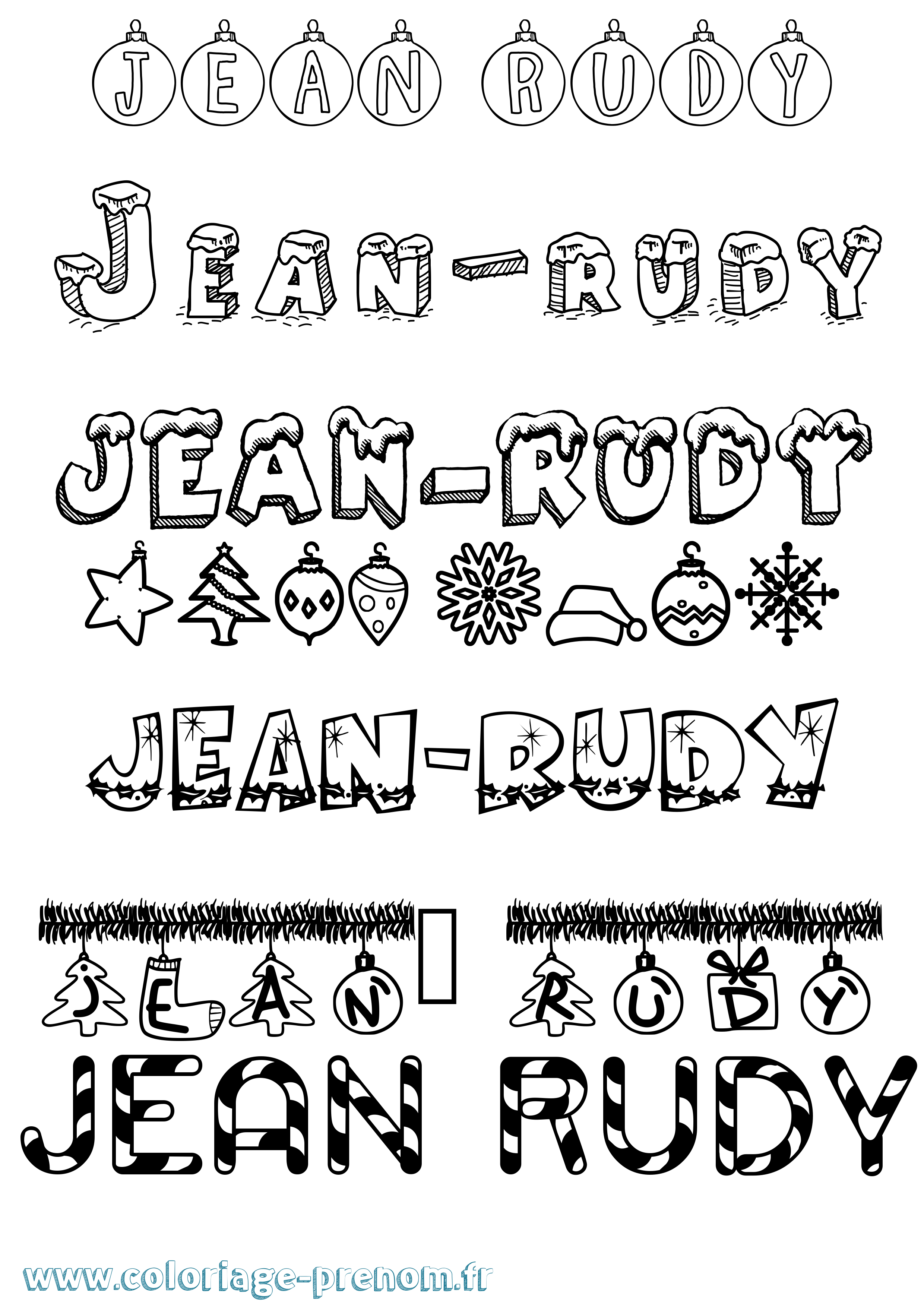 Coloriage Jean-Rudy Noël Coloriage prénom Jean-Rudy Noël