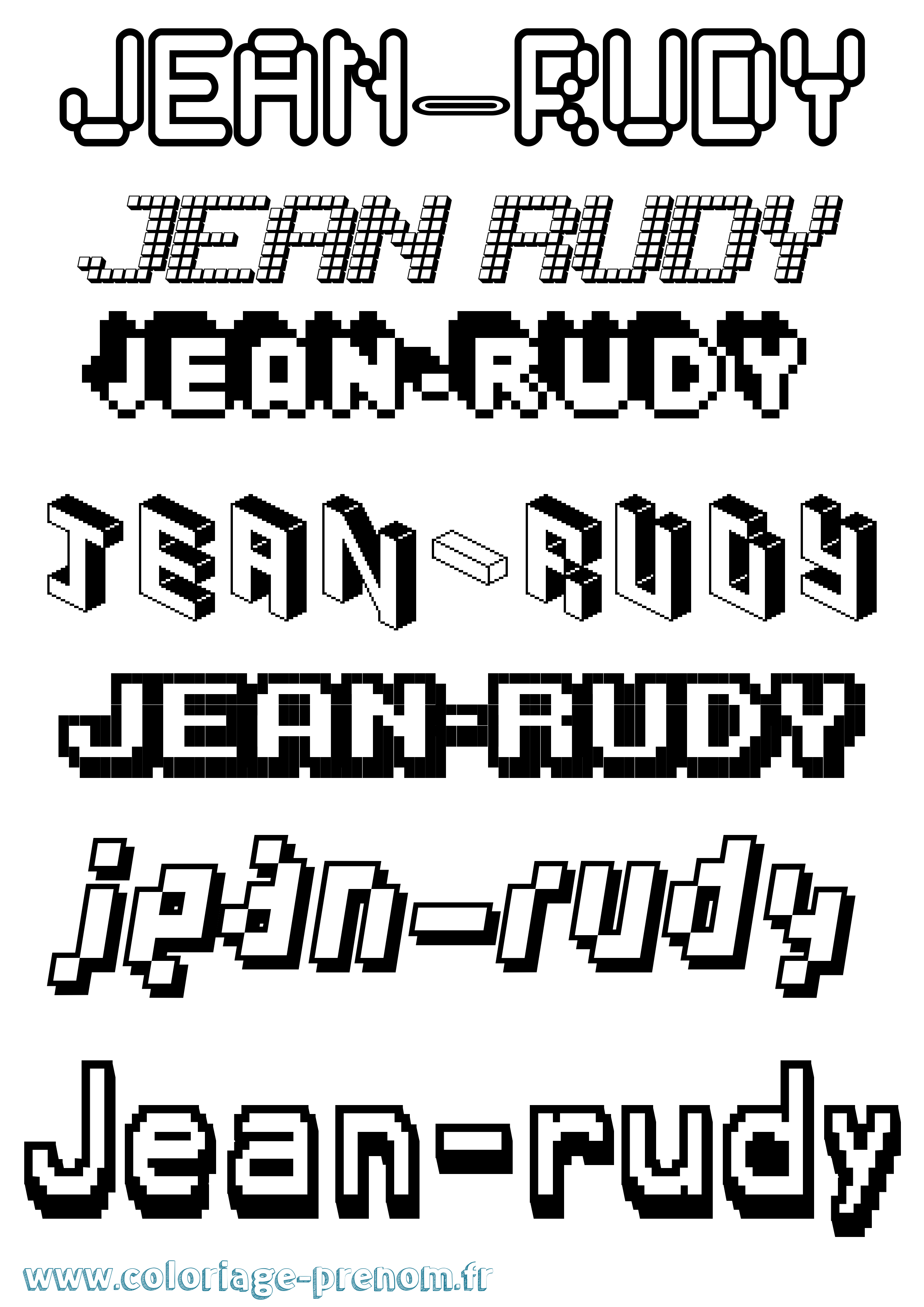 Coloriage Jean-Rudy Pixel Coloriage prénom Jean-Rudy Pixel