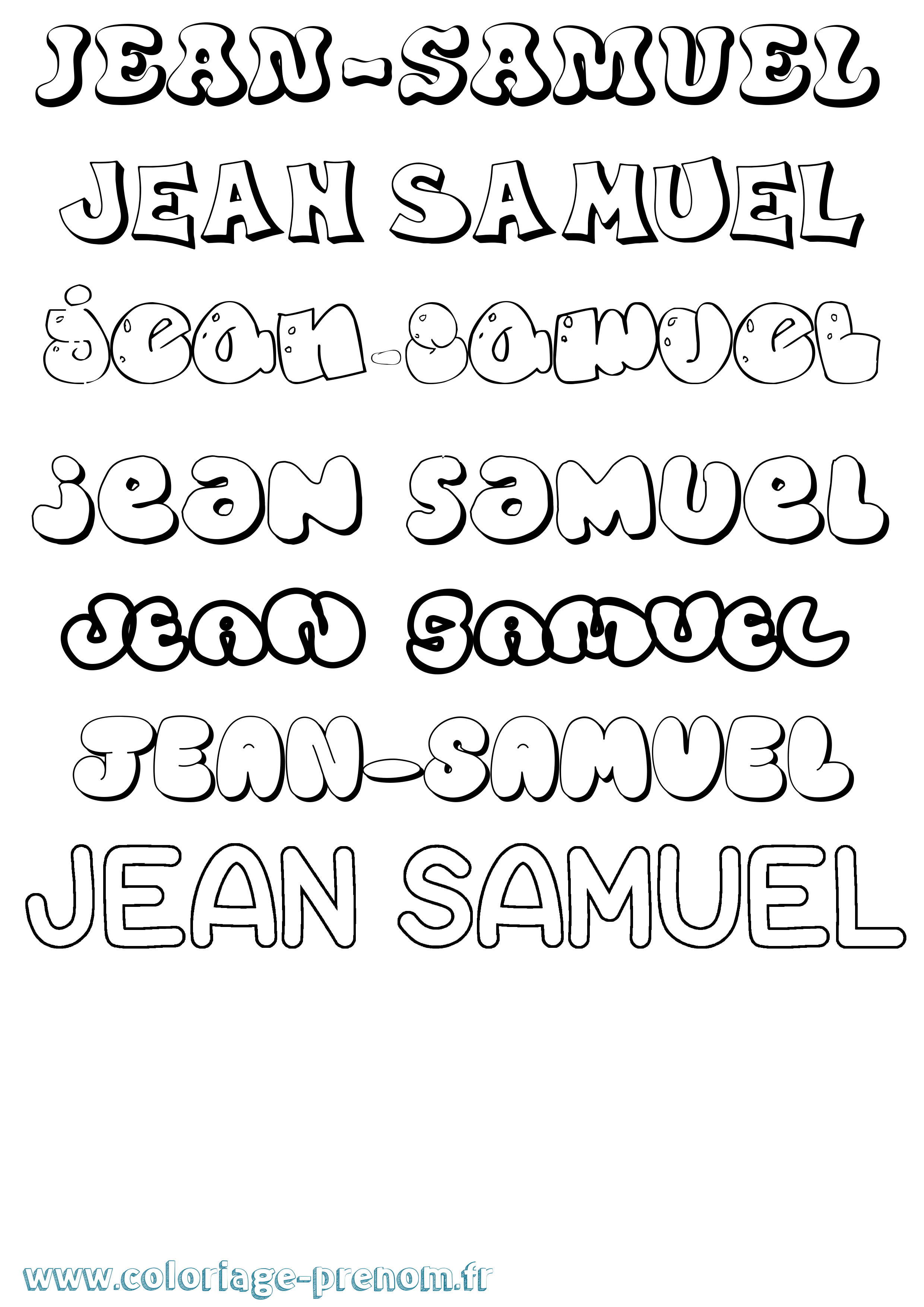 Coloriage Jean-Samuel Bubble Coloriage prénom Jean-Samuel Bubble