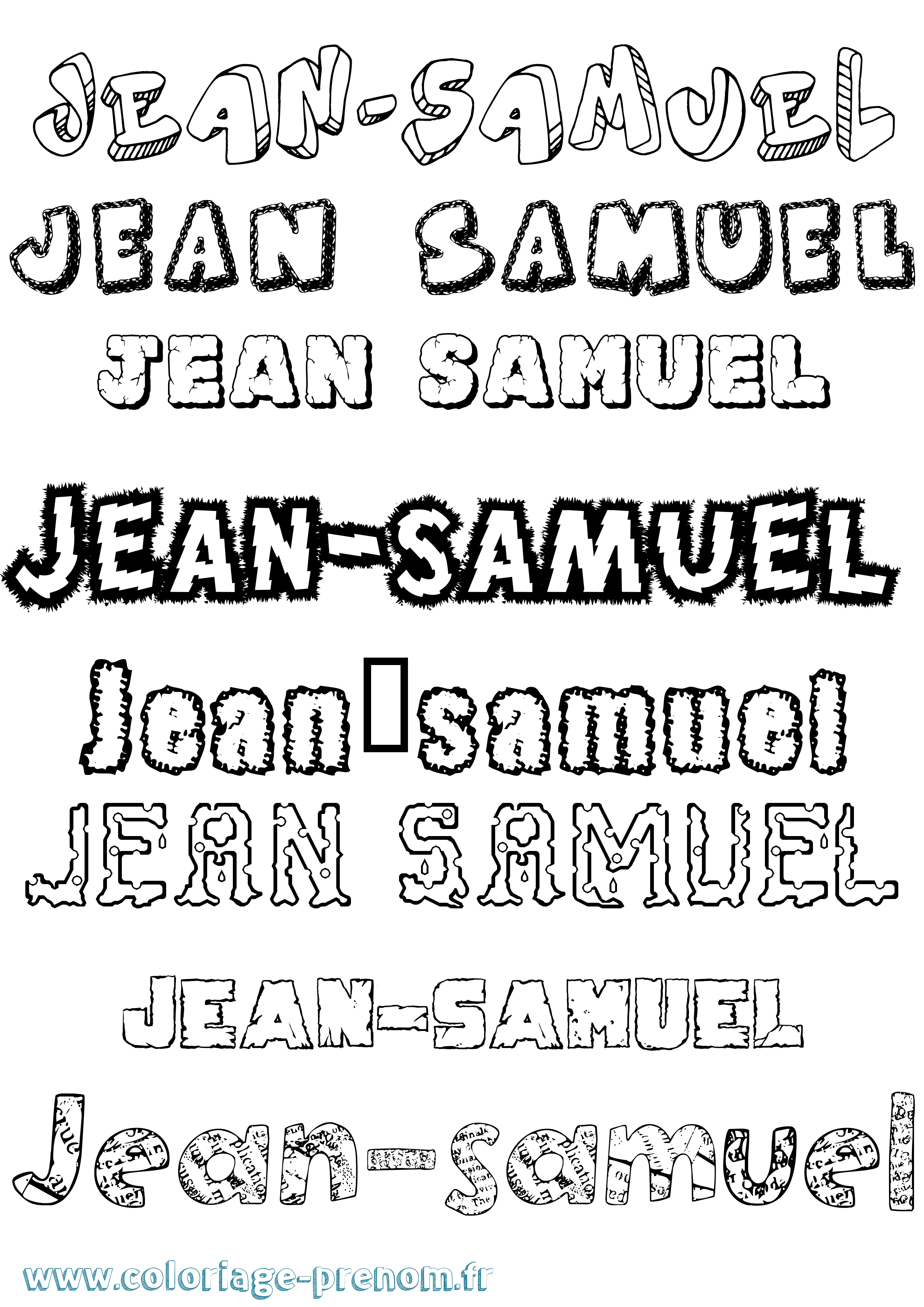 Coloriage Jean-Samuel Destructuré Coloriage prénom Jean-Samuel Destructuré