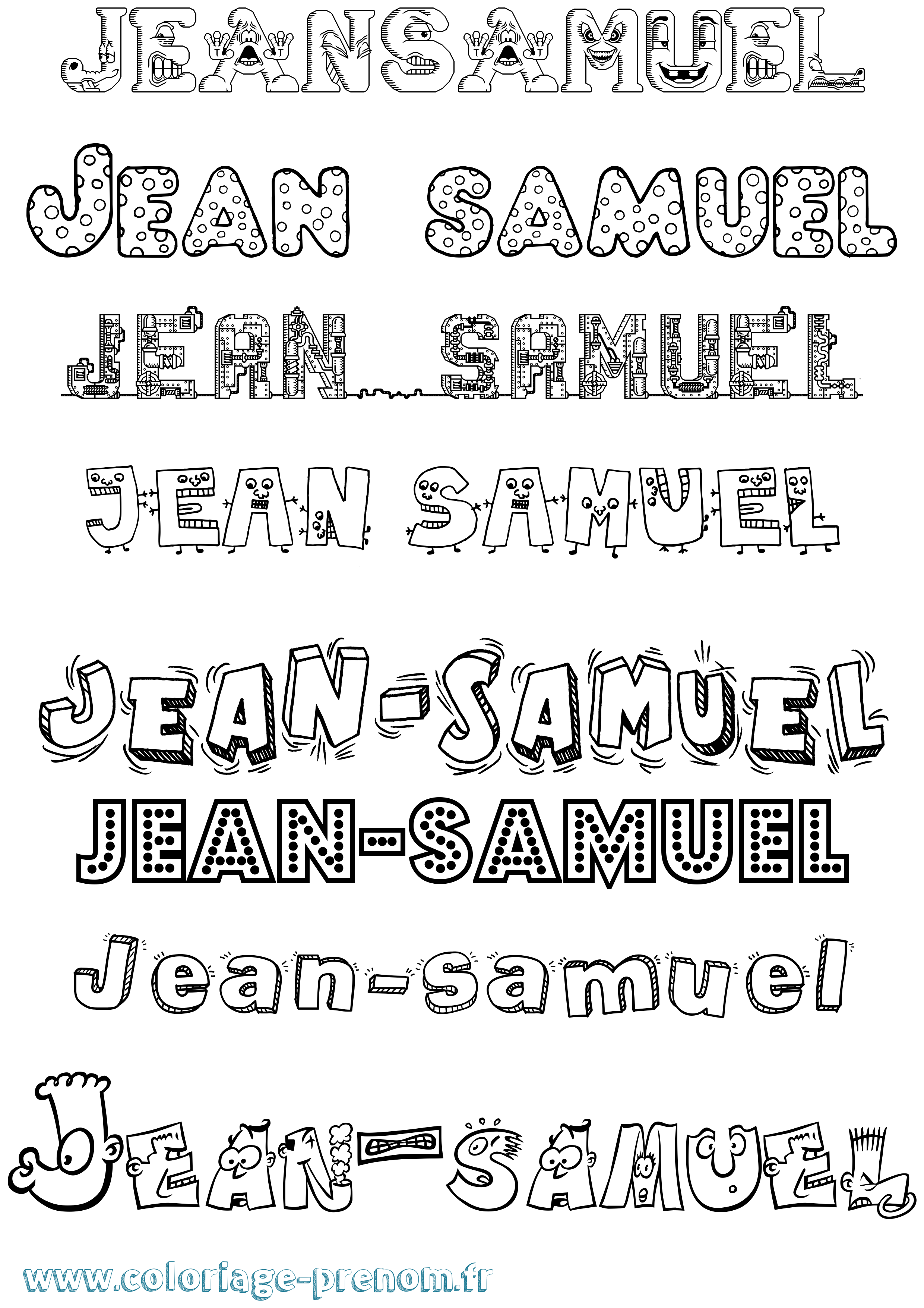 Coloriage Jean-Samuel Fun Coloriage prénom Jean-Samuel Fun
