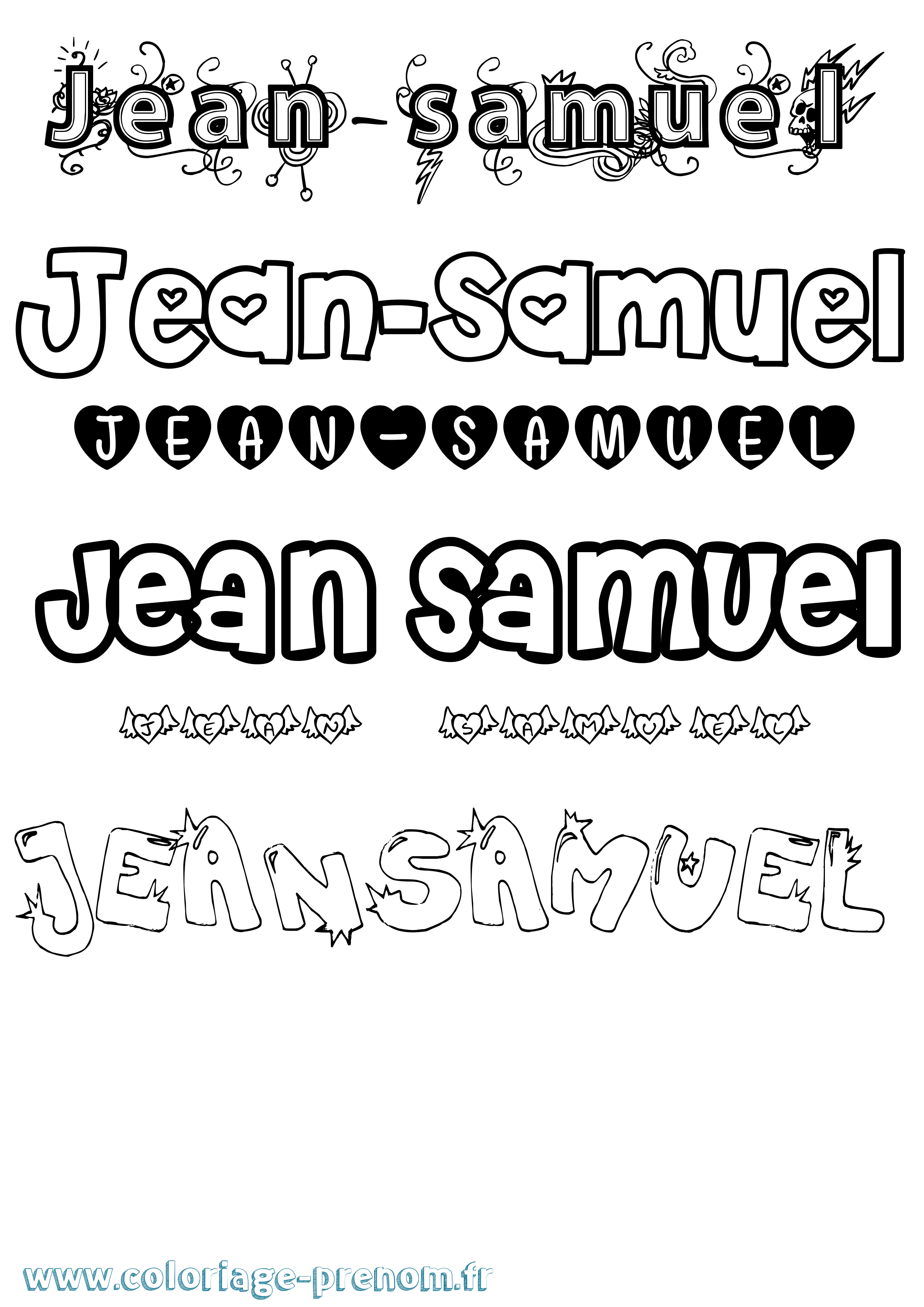 Coloriage Jean-Samuel Girly Coloriage prénom Jean-Samuel Girly
