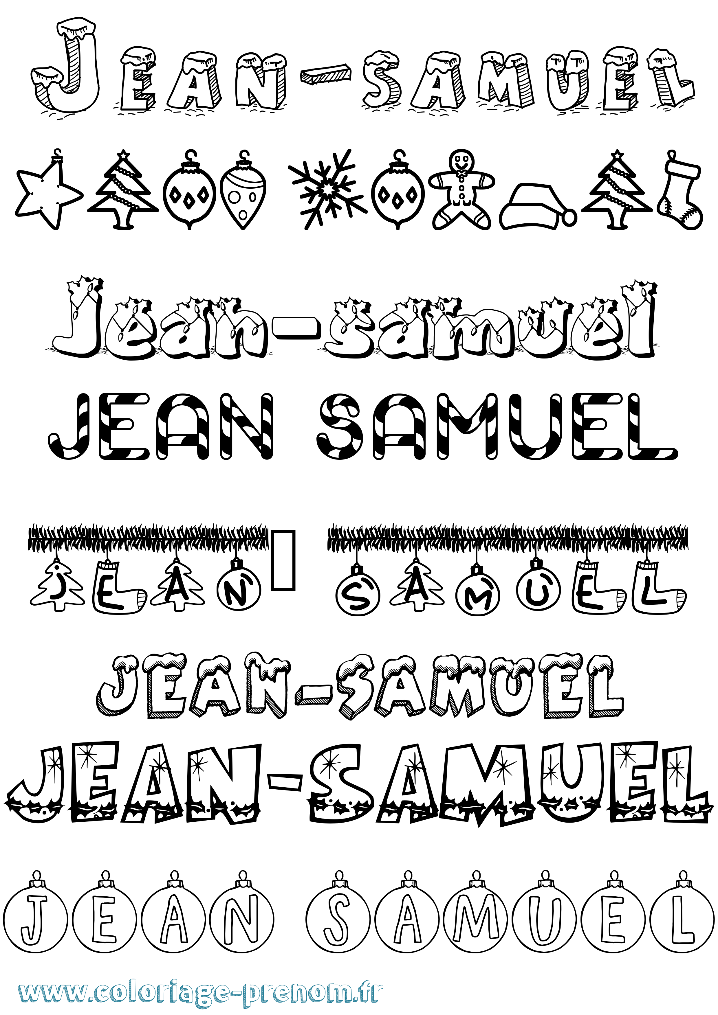 Coloriage Jean-Samuel Noël Coloriage prénom Jean-Samuel Noël