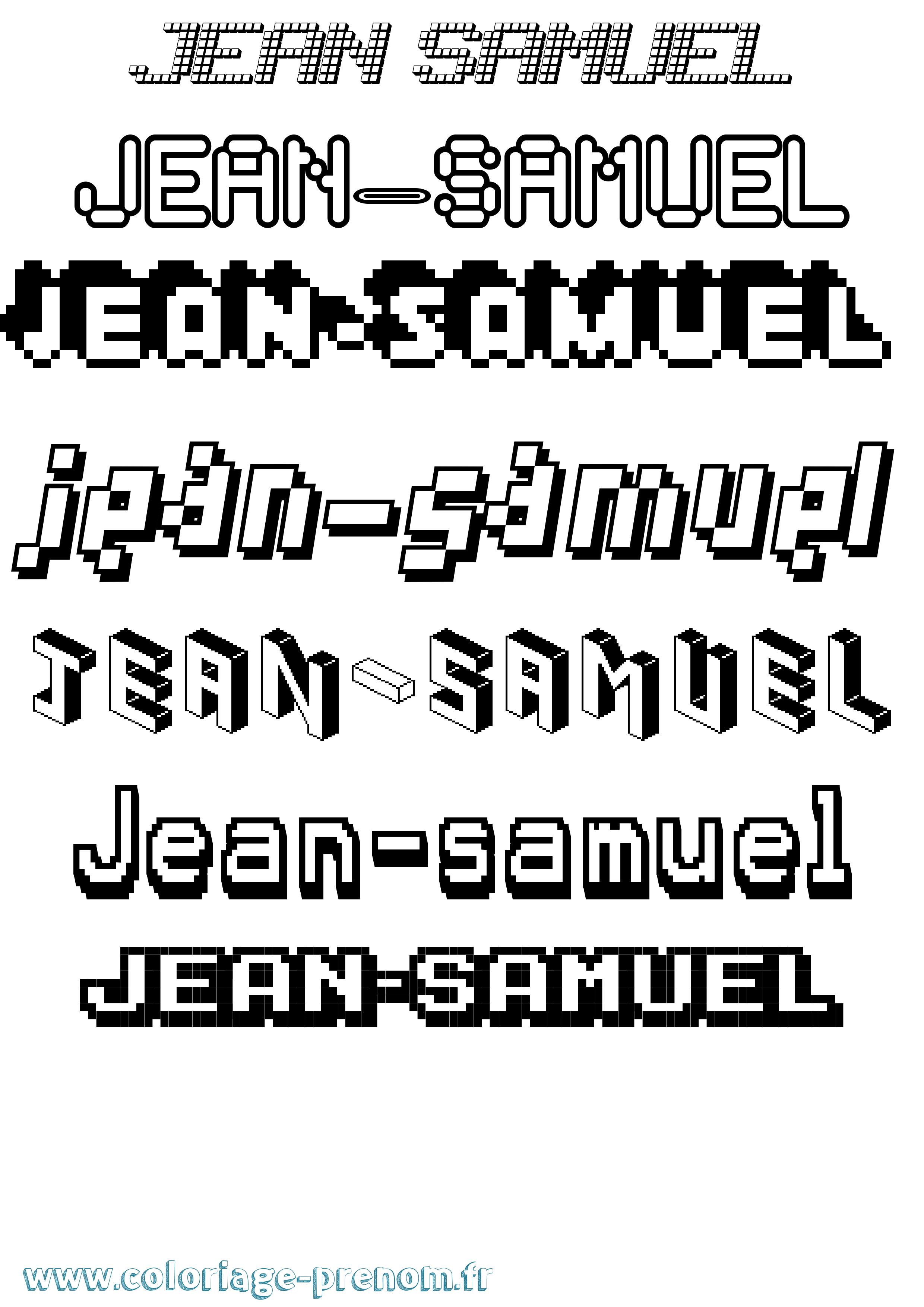 Coloriage Jean-Samuel Pixel Coloriage prénom Jean-Samuel Pixel