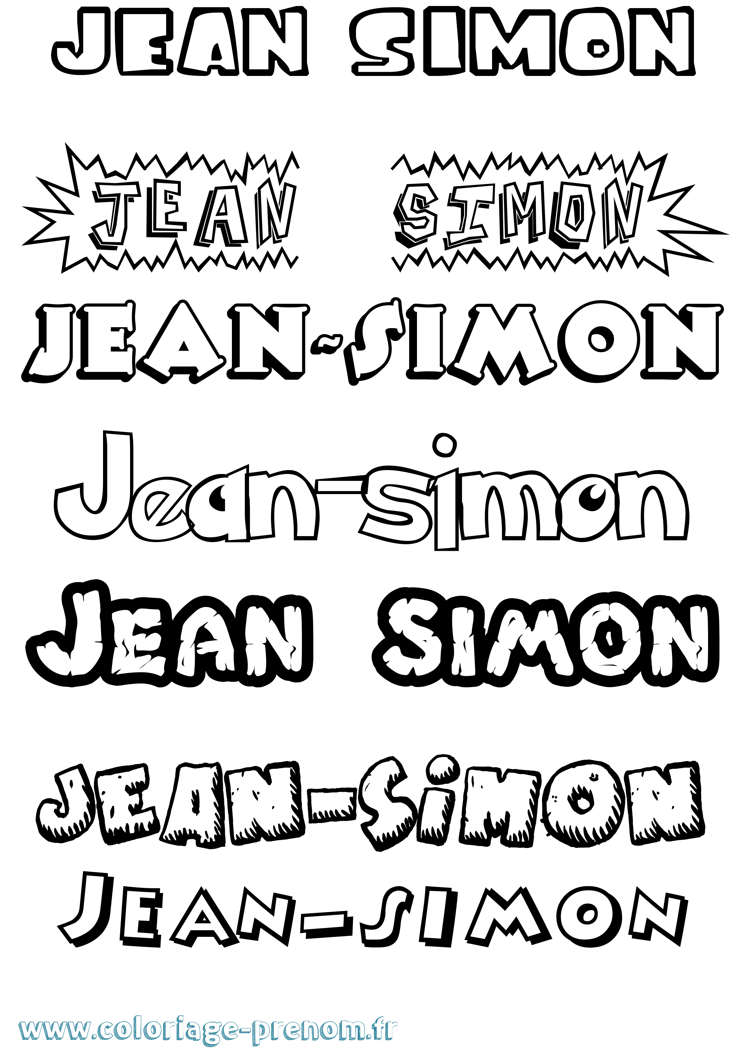 Coloriage Jean-Simon Dessin Animé Coloriage prénom Jean-Simon Dessin Animé