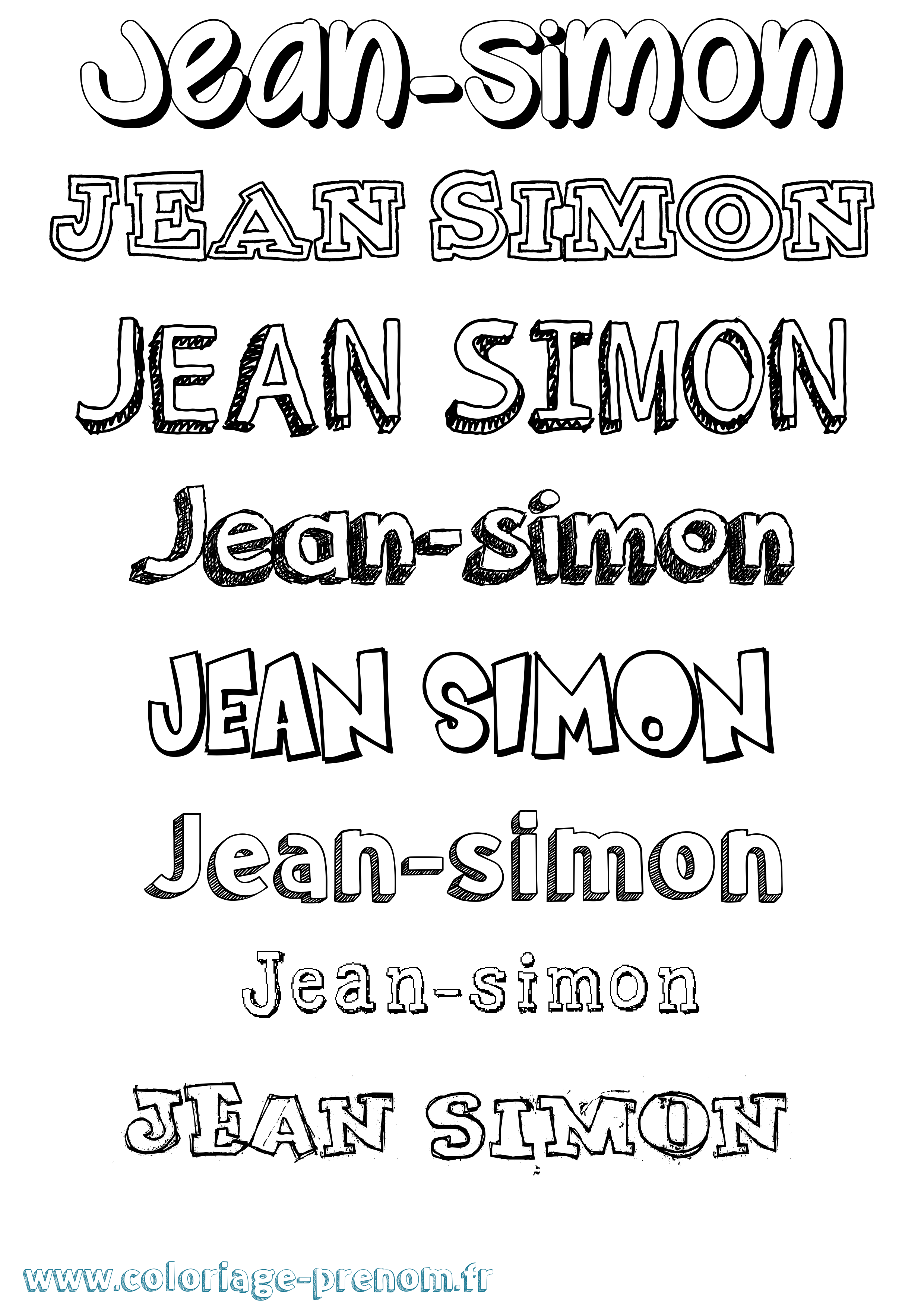 Coloriage Jean-Simon Dessiné Coloriage prénom Jean-Simon Dessiné