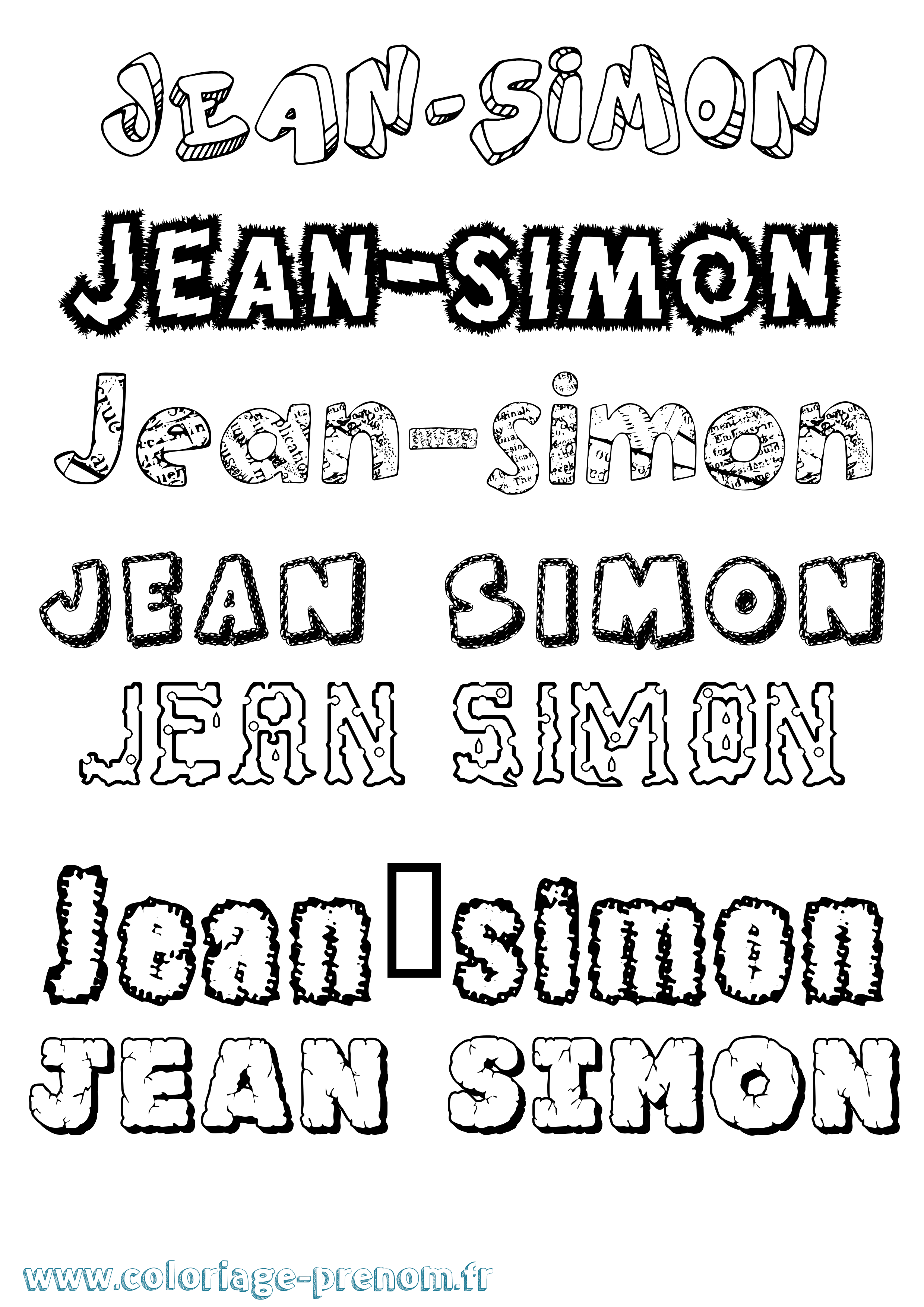 Coloriage Jean-Simon Destructuré Coloriage prénom Jean-Simon Destructuré
