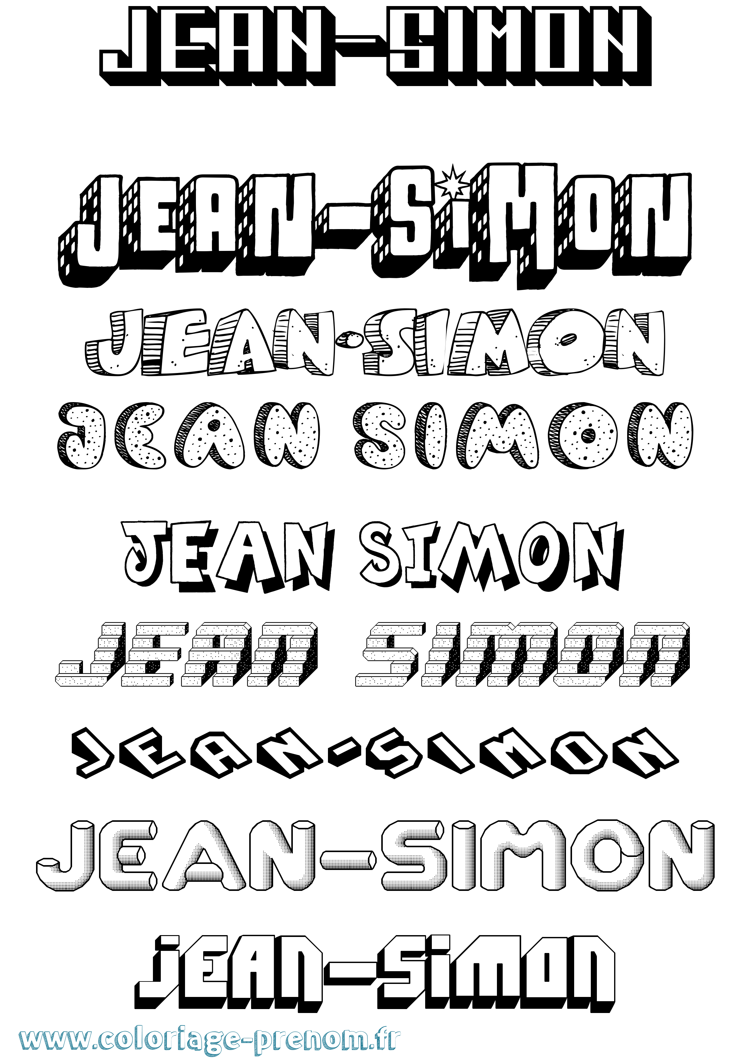 Coloriage Jean-Simon Effet 3D Coloriage prénom Jean-Simon Effet 3D