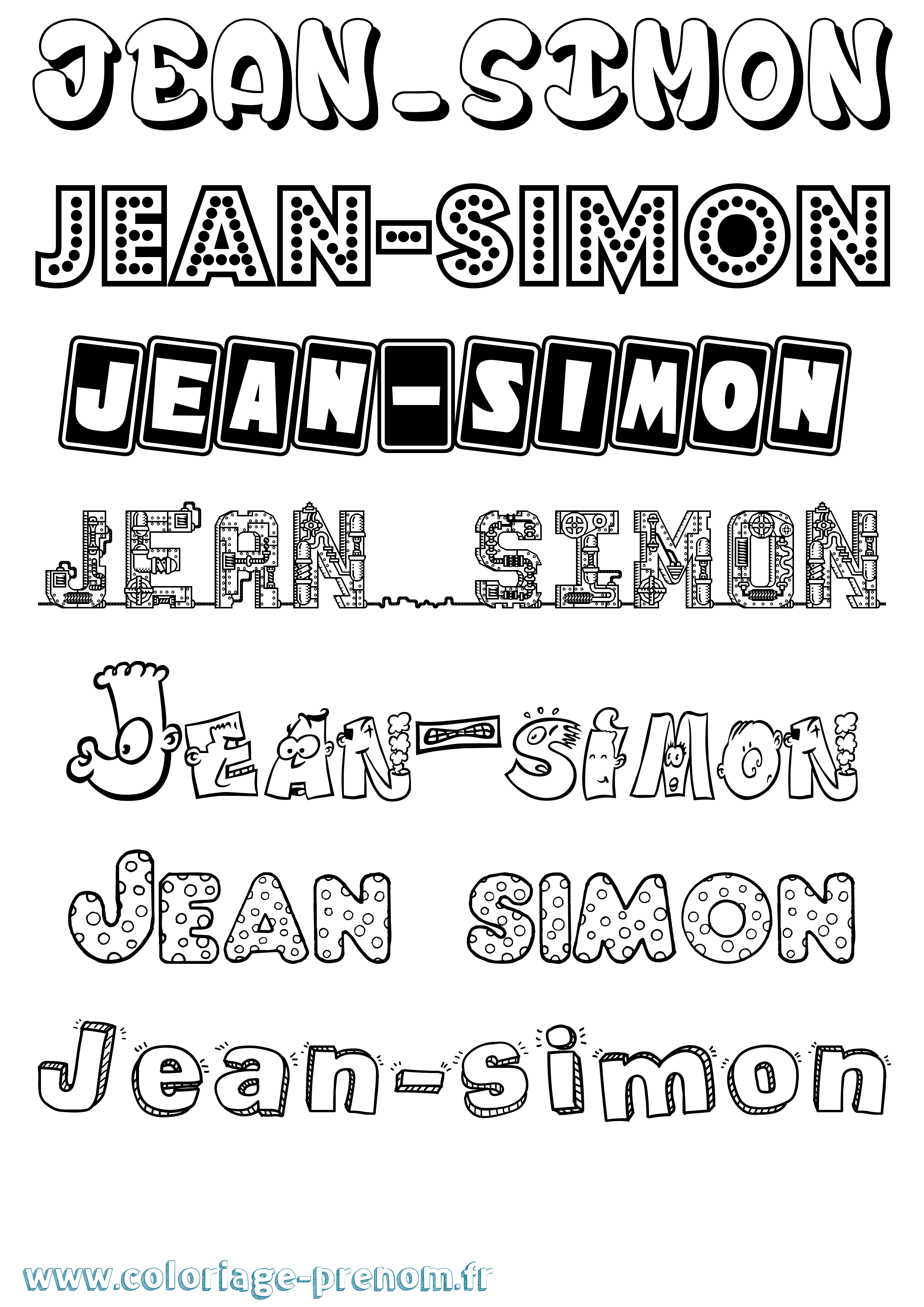 Coloriage Jean-Simon Fun Coloriage prénom Jean-Simon Fun