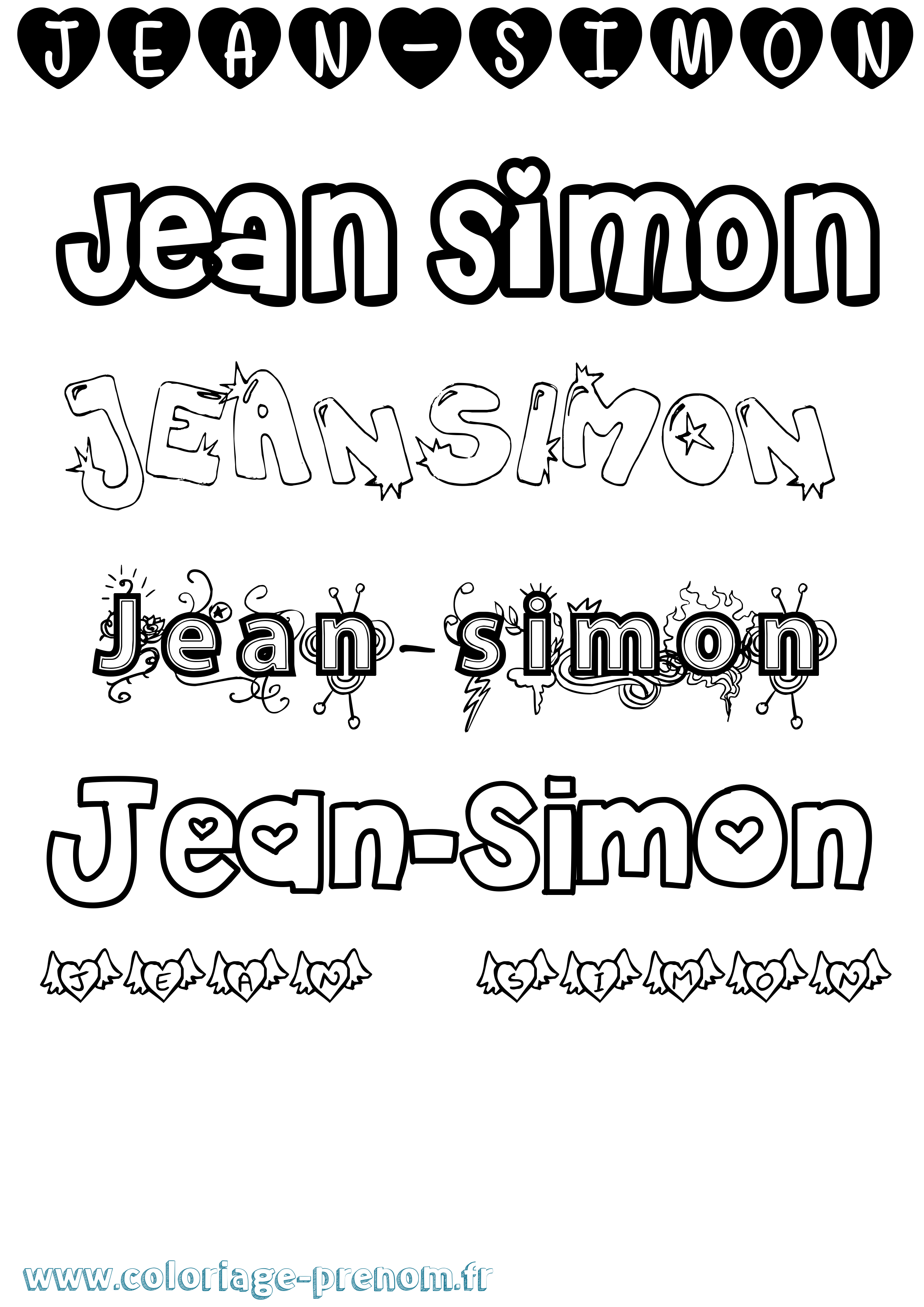 Coloriage Jean-Simon Girly Coloriage prénom Jean-Simon Girly