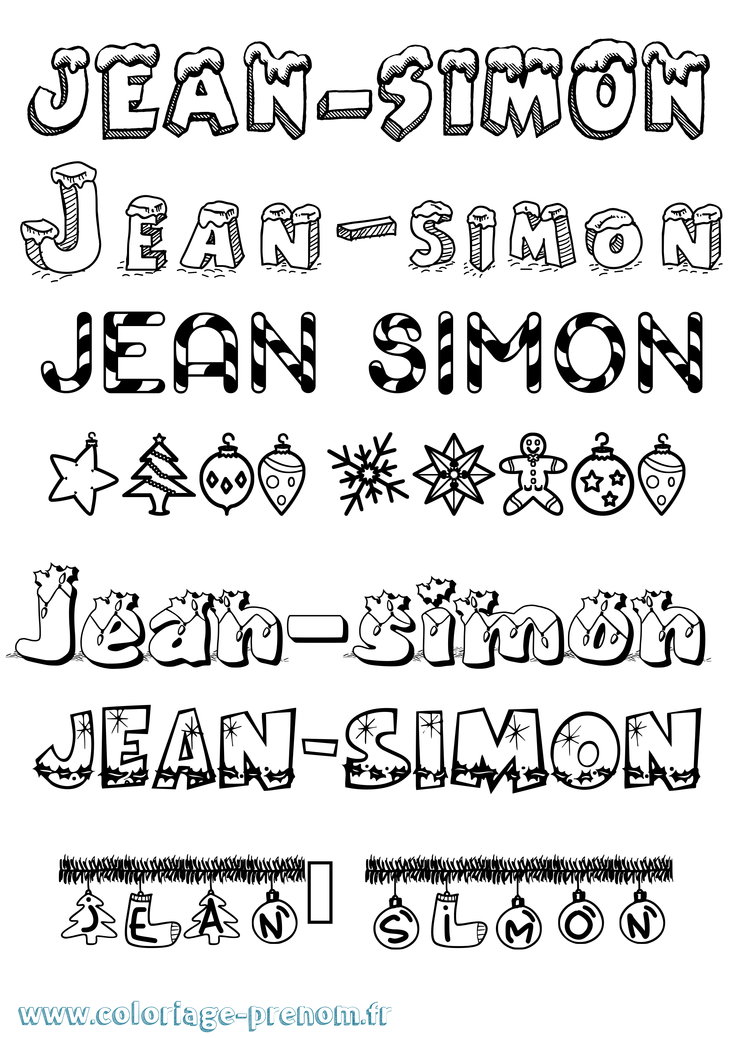 Coloriage Jean-Simon Noël Coloriage prénom Jean-Simon Noël