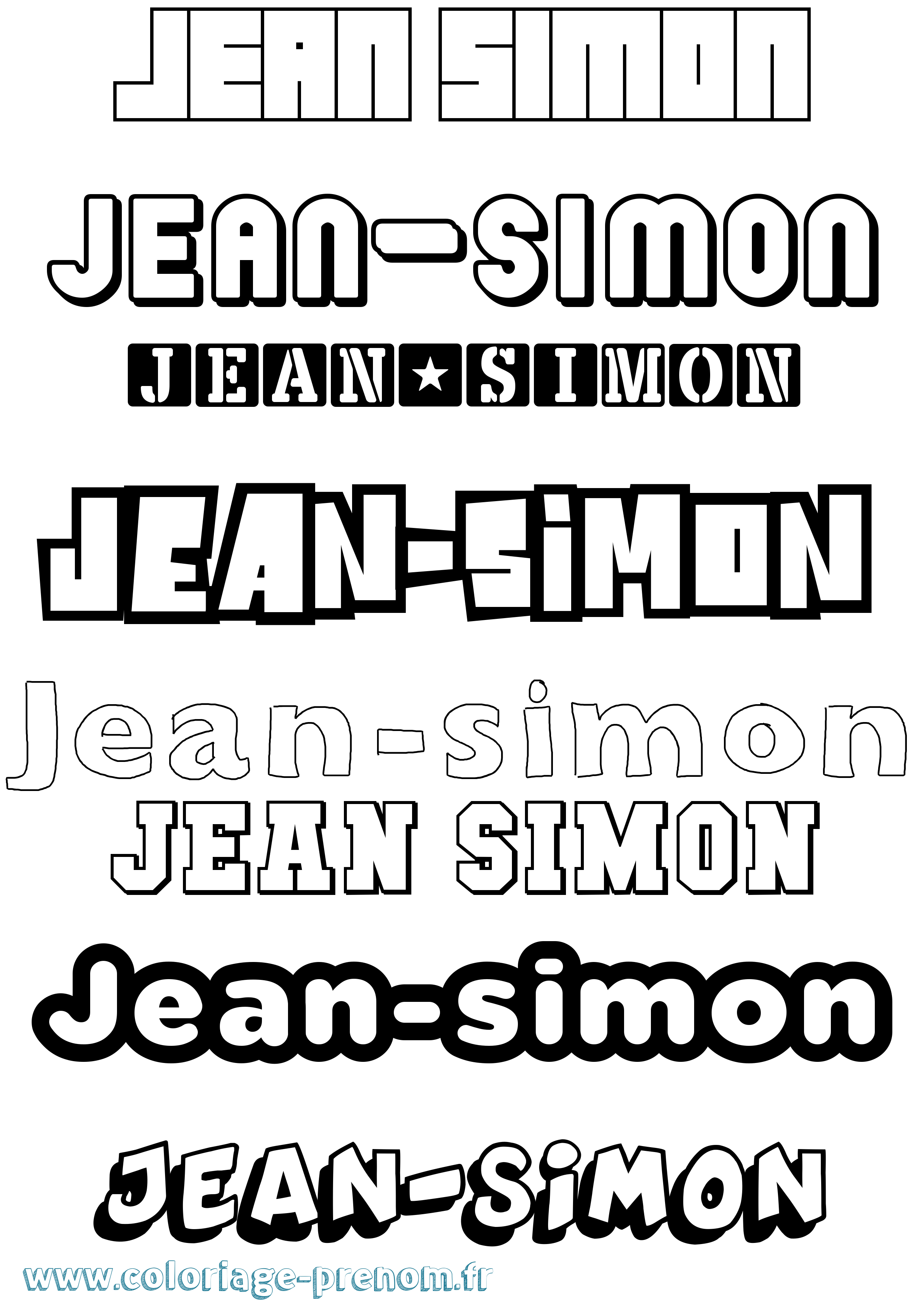 Coloriage Jean-Simon Simple Coloriage prénom Jean-Simon Simple
