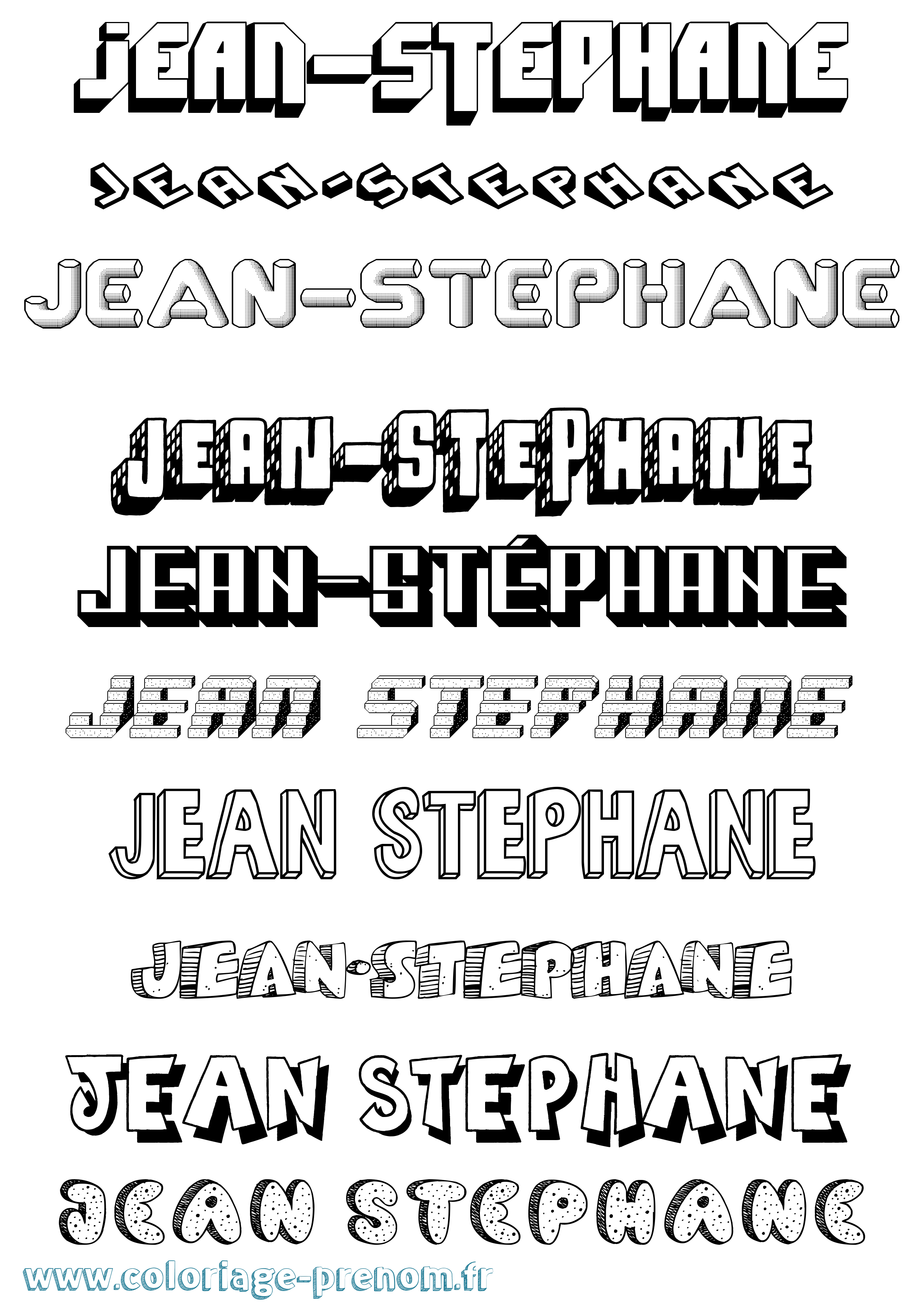 Coloriage Jean-Stéphane Effet 3D Coloriage prénom Jean-Stéphane Effet 3D