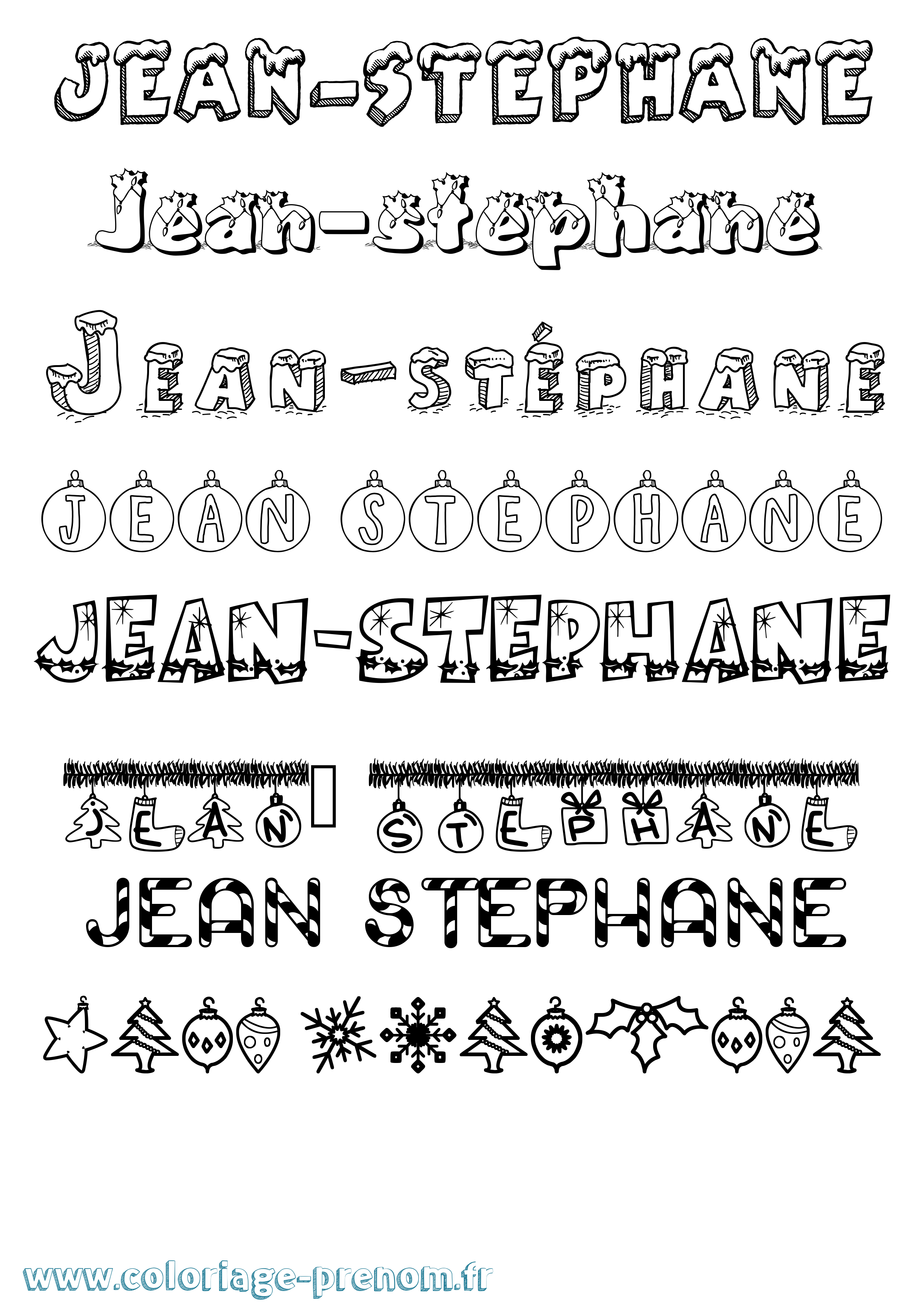 Coloriage Jean-Stéphane Noël Coloriage prénom Jean-Stéphane Noël