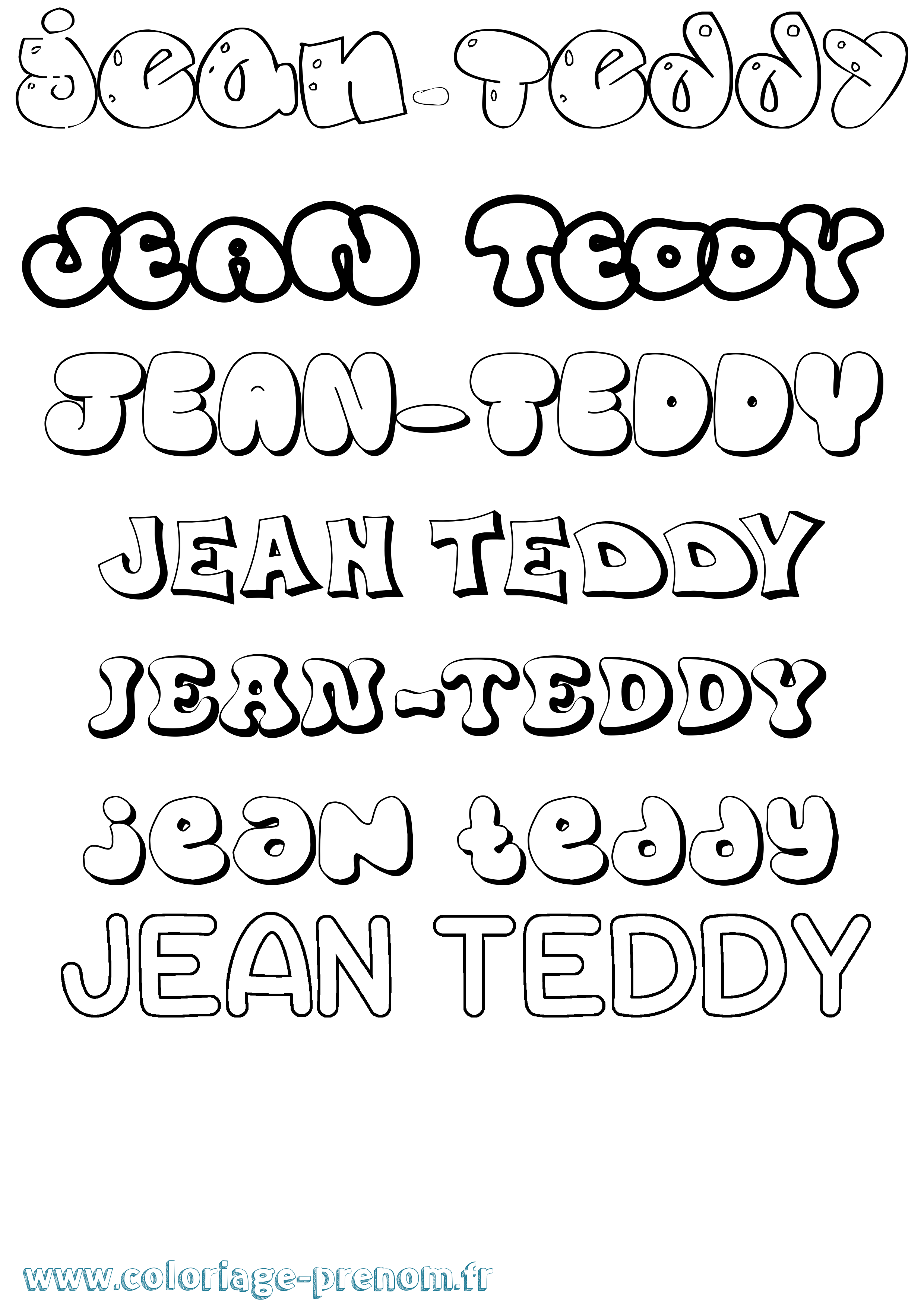 Coloriage Jean-Teddy Bubble Coloriage prénom Jean-Teddy Bubble