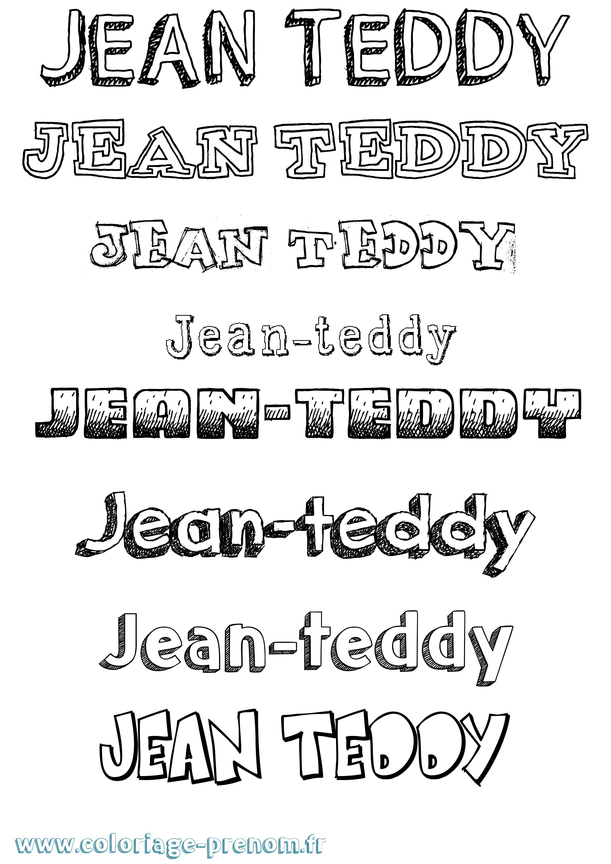 Coloriage Jean-Teddy Dessiné Coloriage prénom Jean-Teddy Dessiné