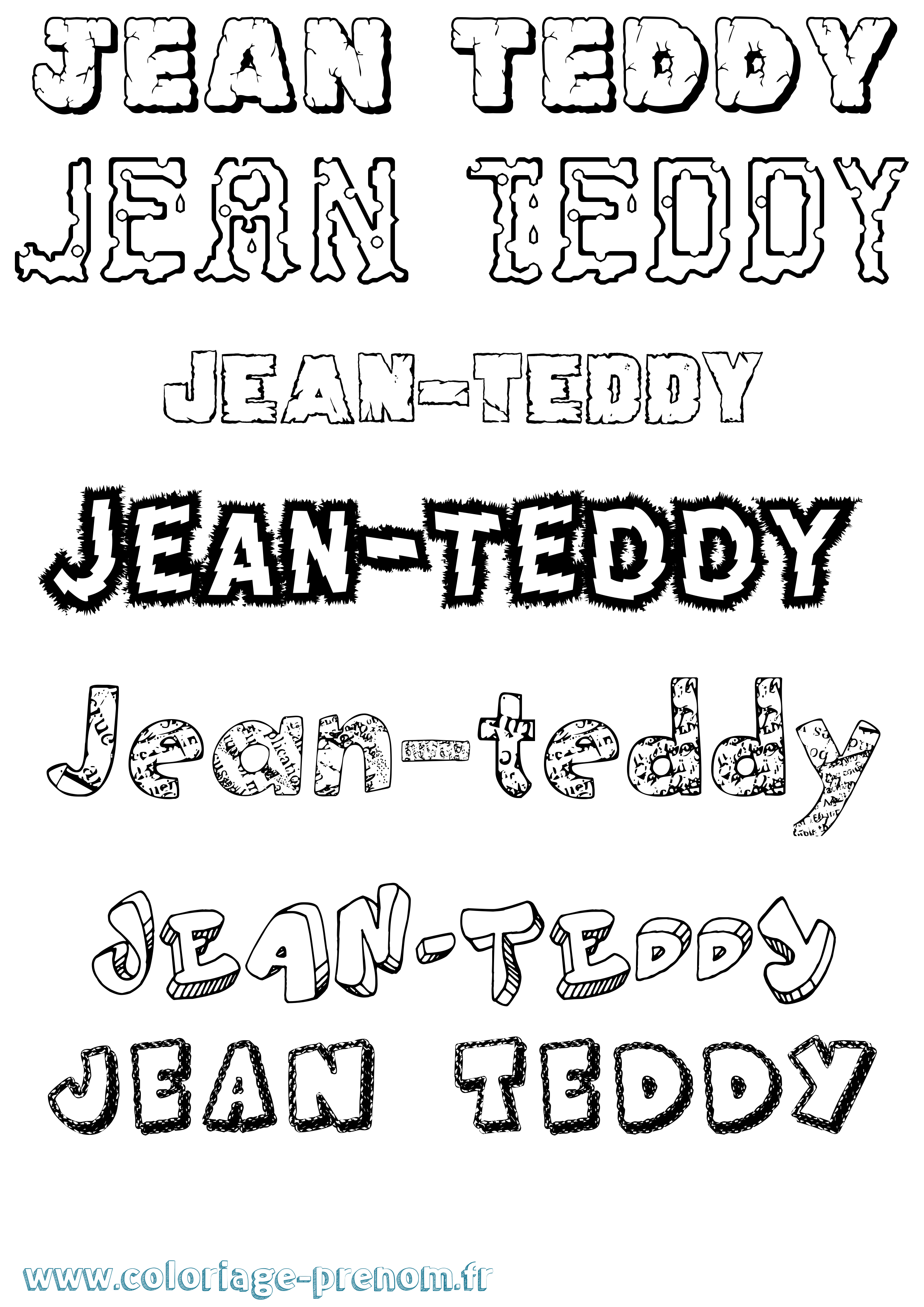 Coloriage Jean-Teddy Destructuré Coloriage prénom Jean-Teddy Destructuré