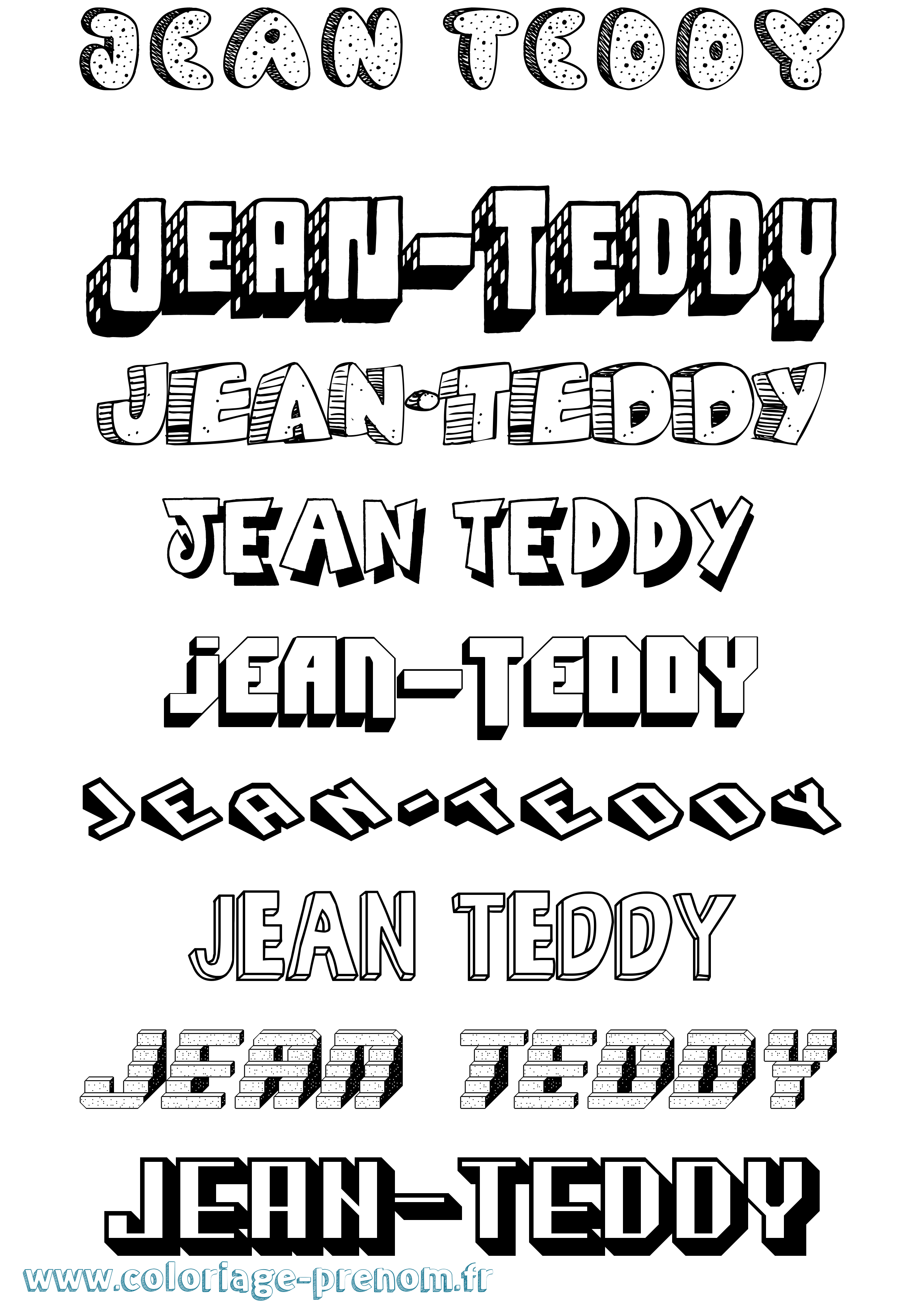 Coloriage Jean-Teddy Effet 3D Coloriage prénom Jean-Teddy Effet 3D