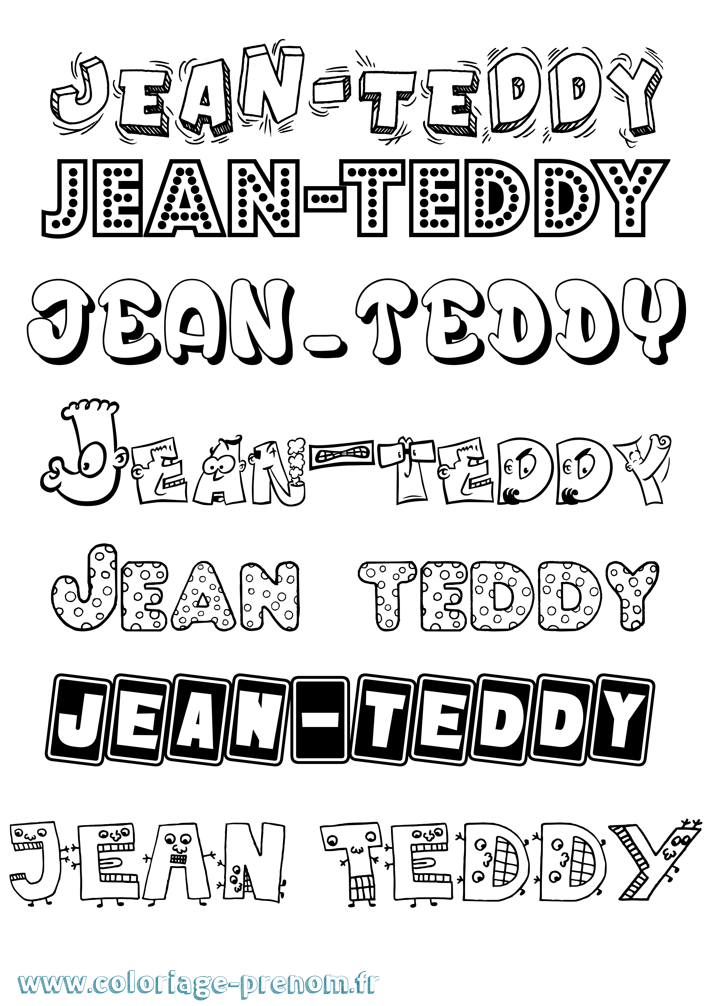 Coloriage Jean-Teddy Fun Coloriage prénom Jean-Teddy Fun
