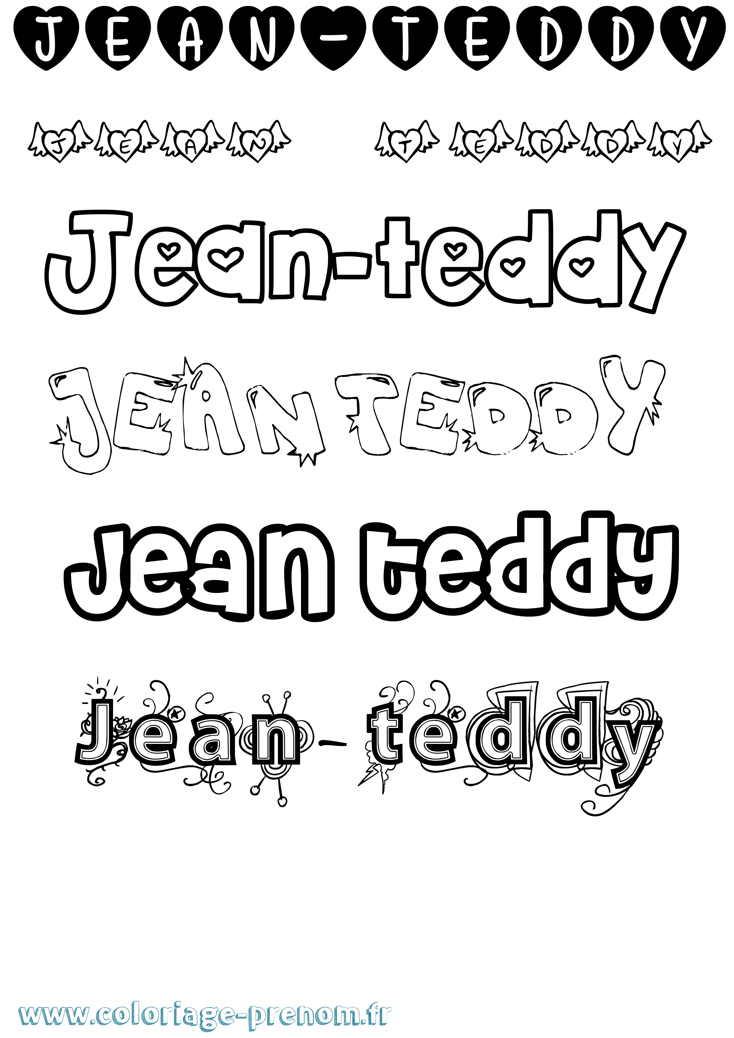 Coloriage Jean-Teddy Girly Coloriage prénom Jean-Teddy Girly