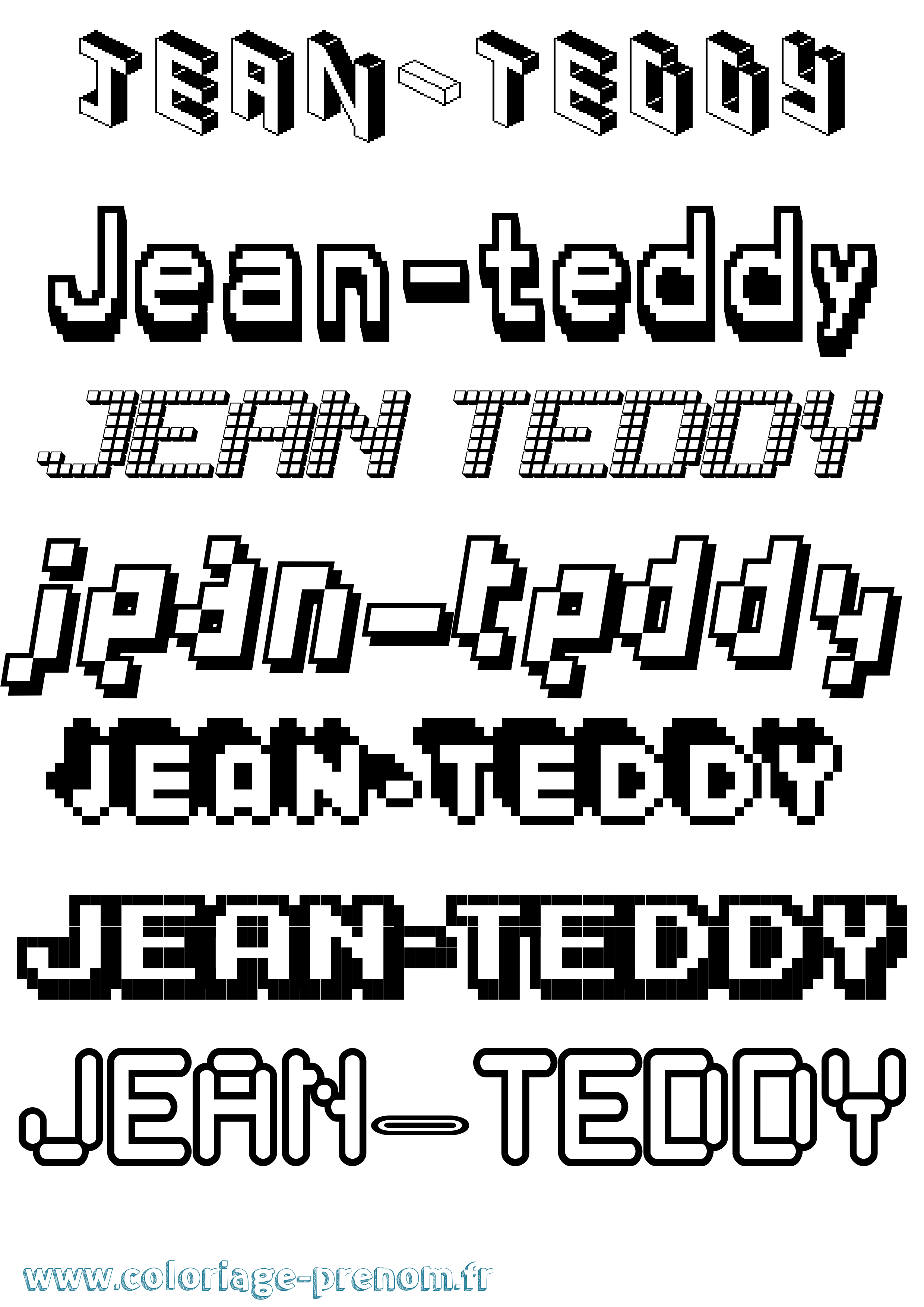 Coloriage Jean-Teddy Pixel Coloriage prénom Jean-Teddy Pixel