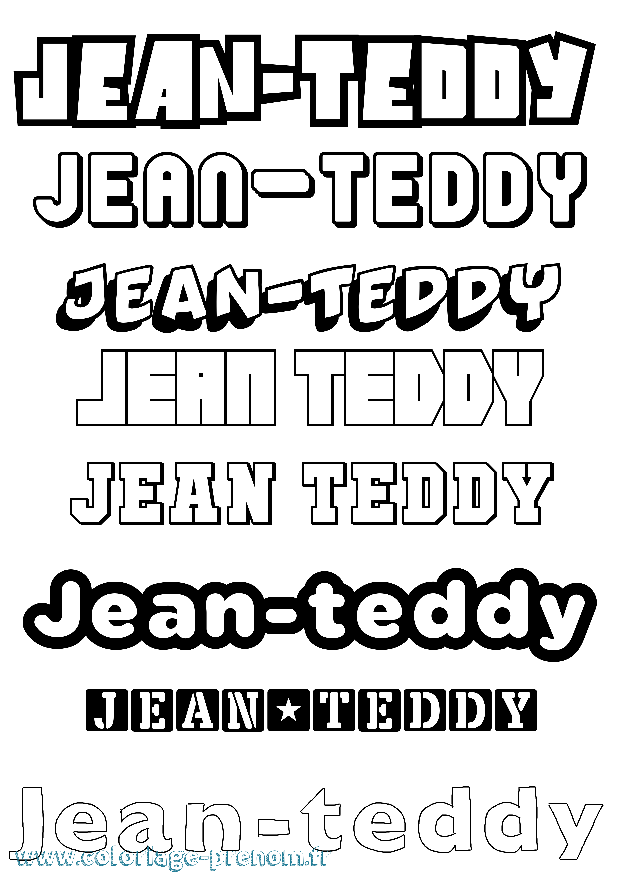 Coloriage Jean-Teddy Simple Coloriage prénom Jean-Teddy Simple