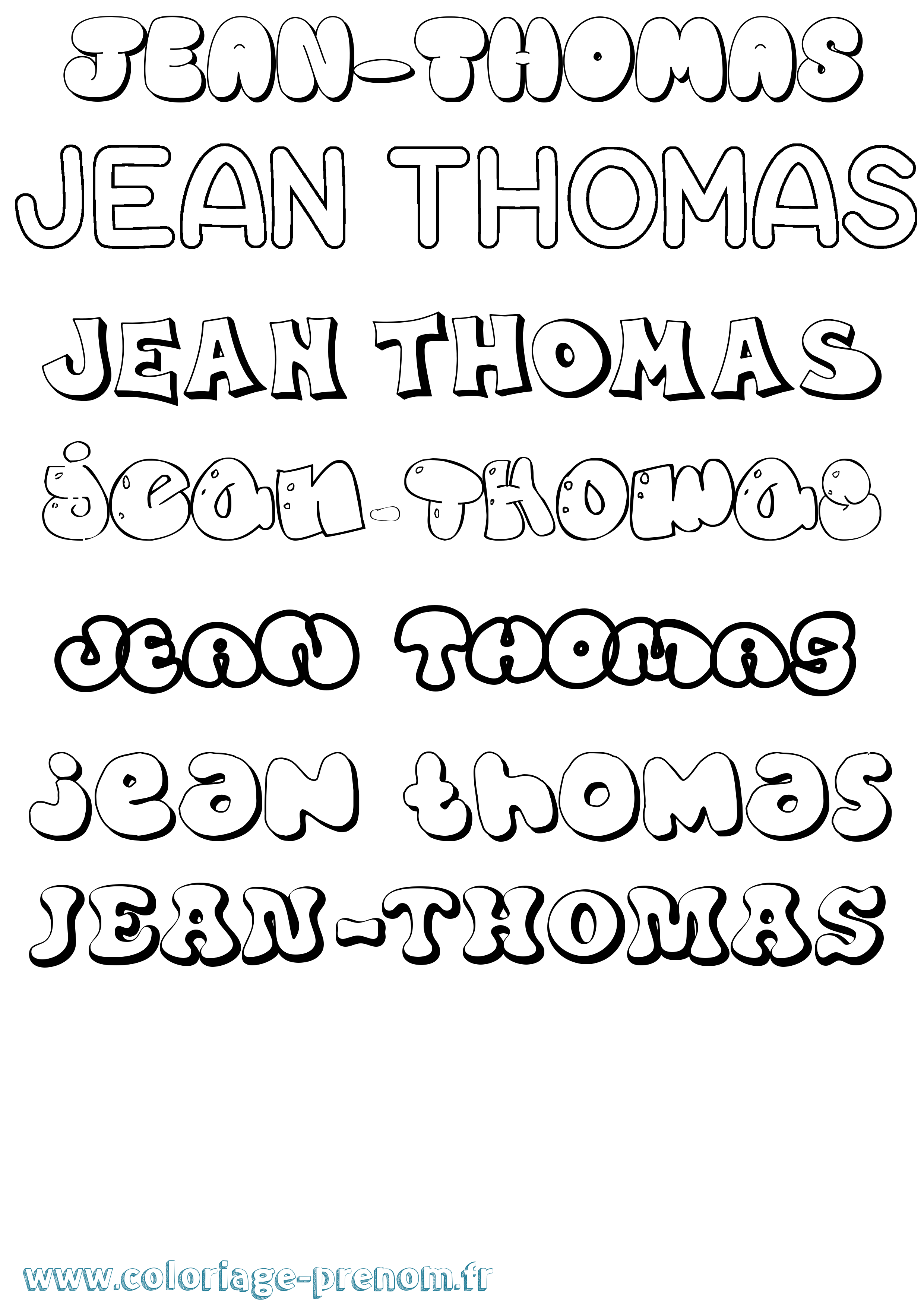 Coloriage Jean-Thomas Bubble Coloriage prénom Jean-Thomas Bubble