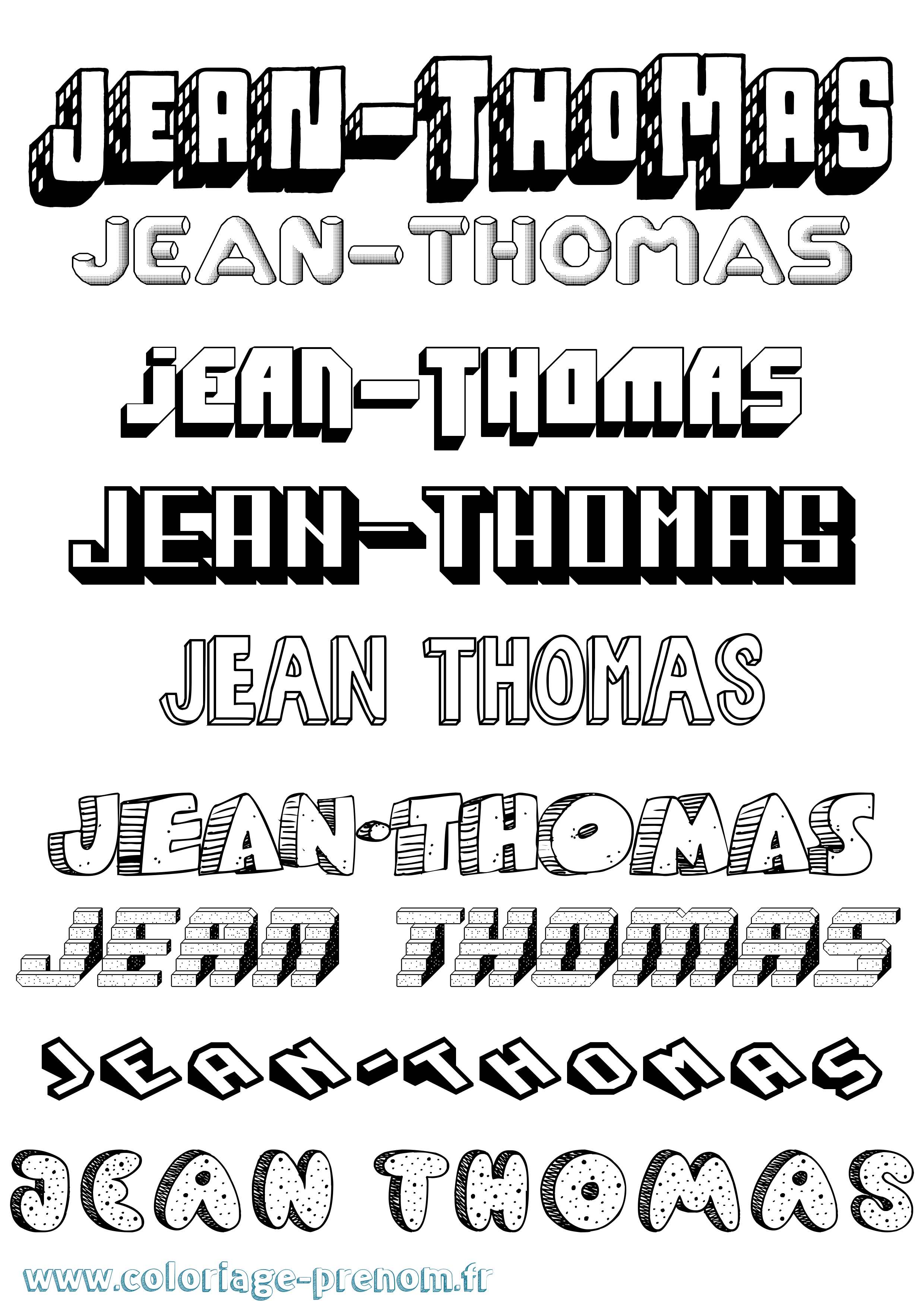Coloriage Jean-Thomas Effet 3D Coloriage prénom Jean-Thomas Effet 3D
