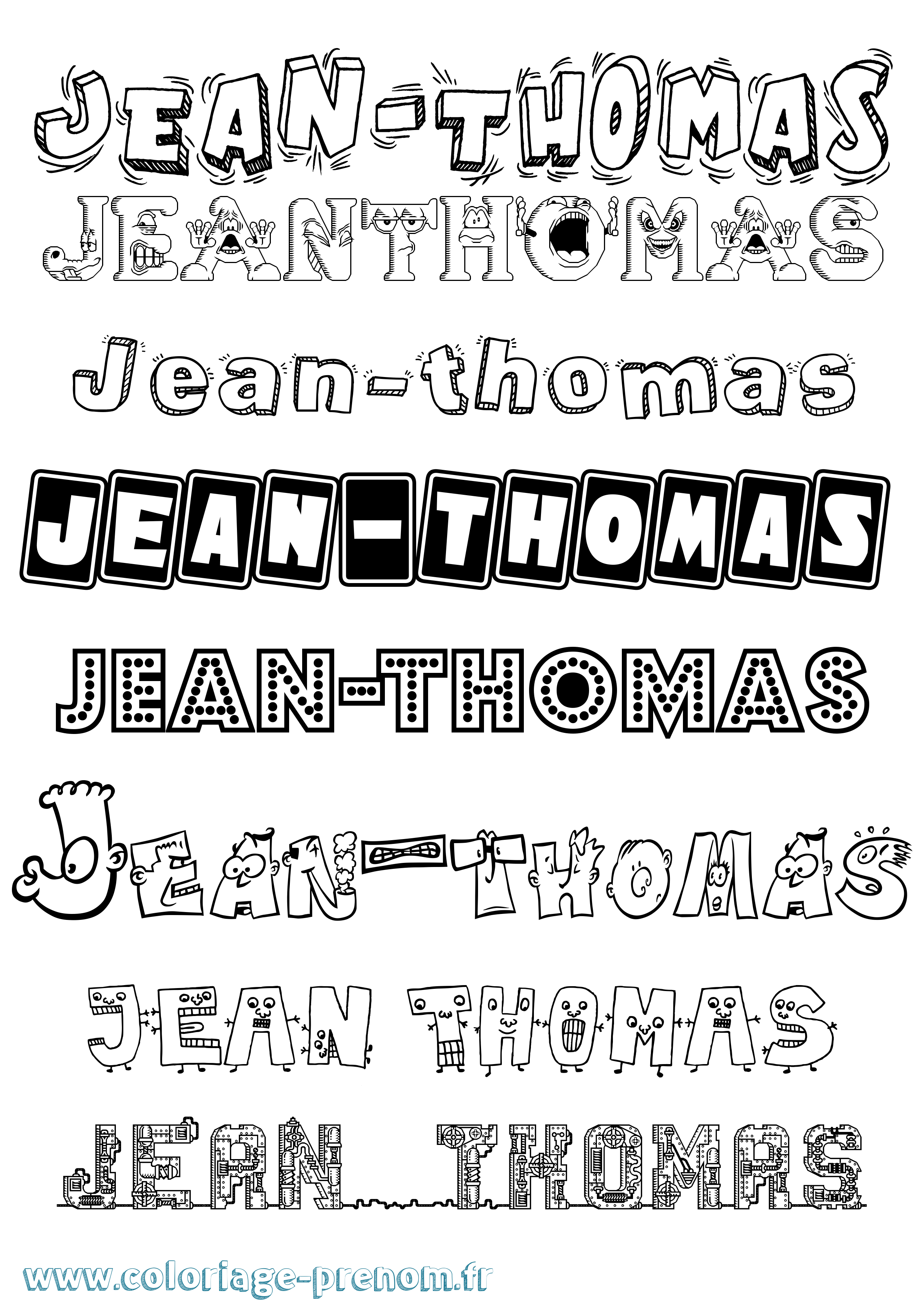 Coloriage Jean-Thomas Fun Coloriage prénom Jean-Thomas Fun