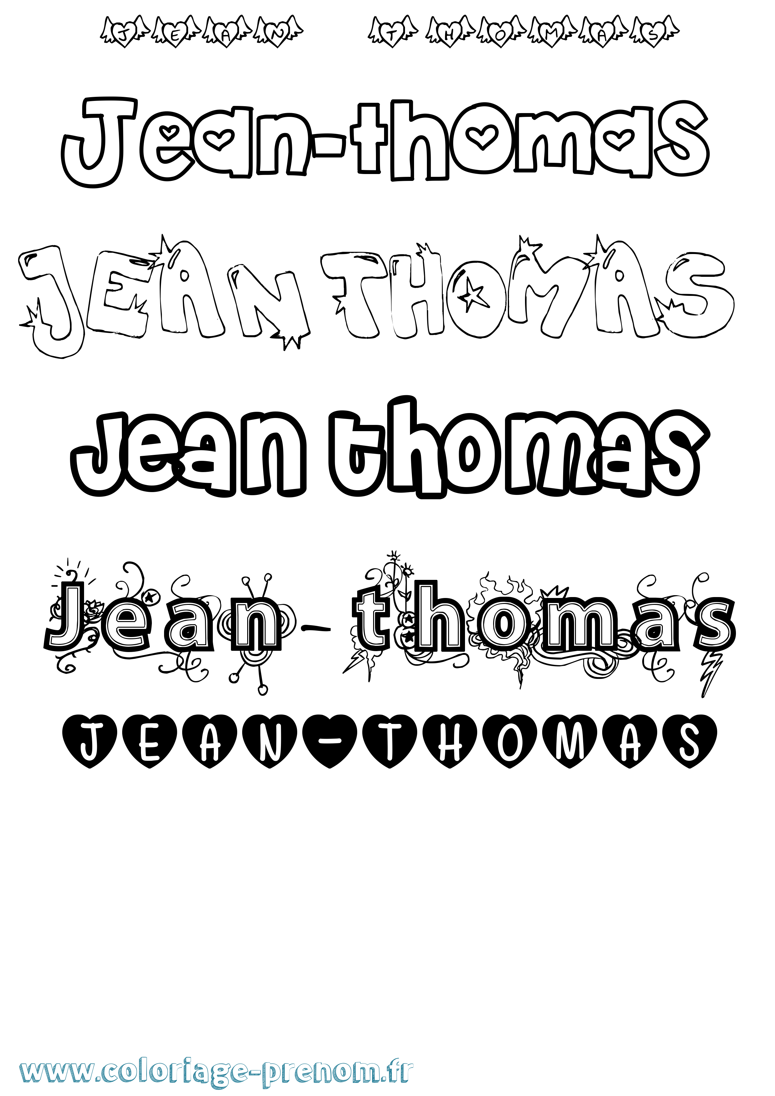 Coloriage Jean-Thomas Girly Coloriage prénom Jean-Thomas Girly