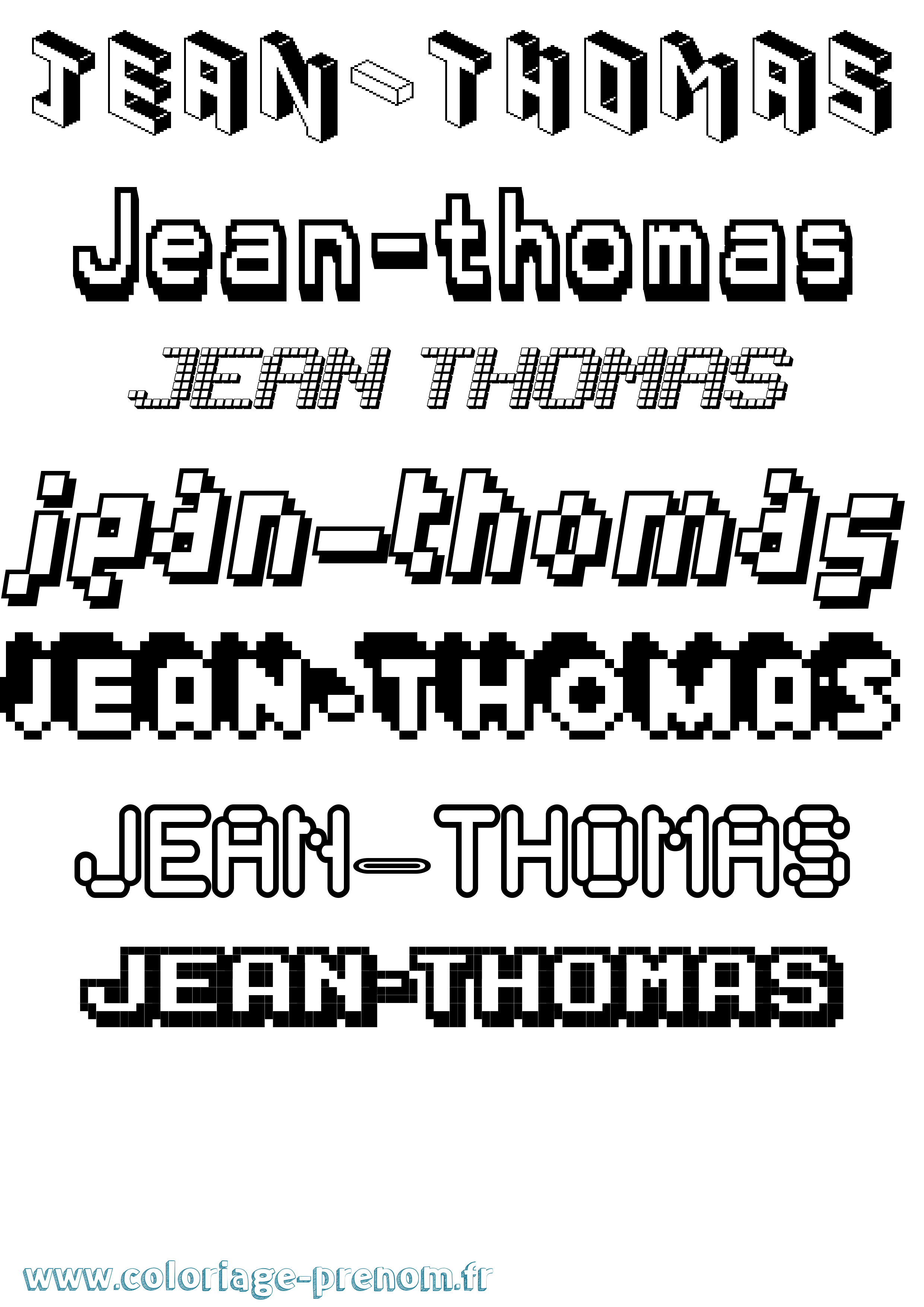 Coloriage Jean-Thomas Pixel Coloriage prénom Jean-Thomas Pixel