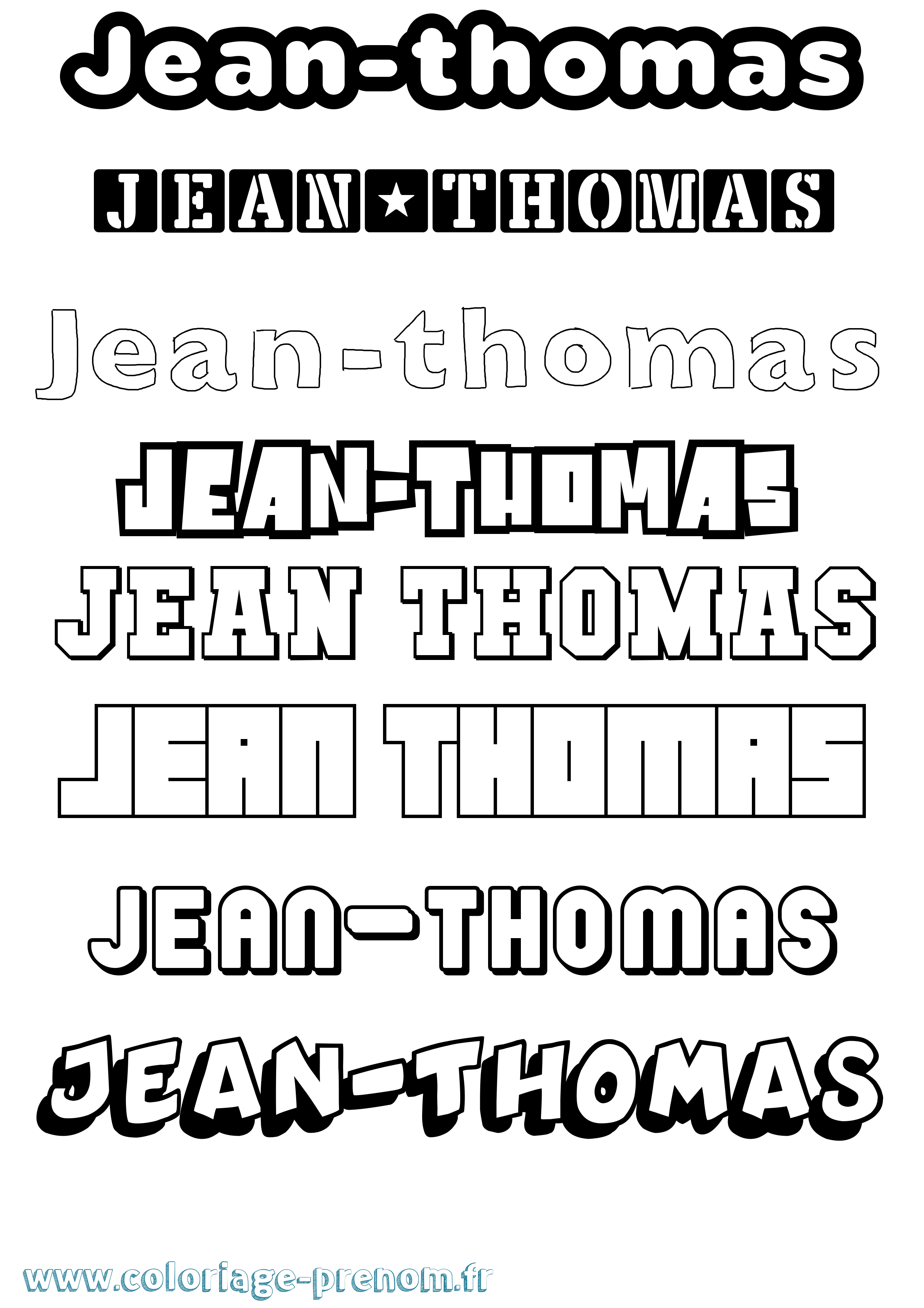 Coloriage Jean-Thomas Simple Coloriage prénom Jean-Thomas Simple