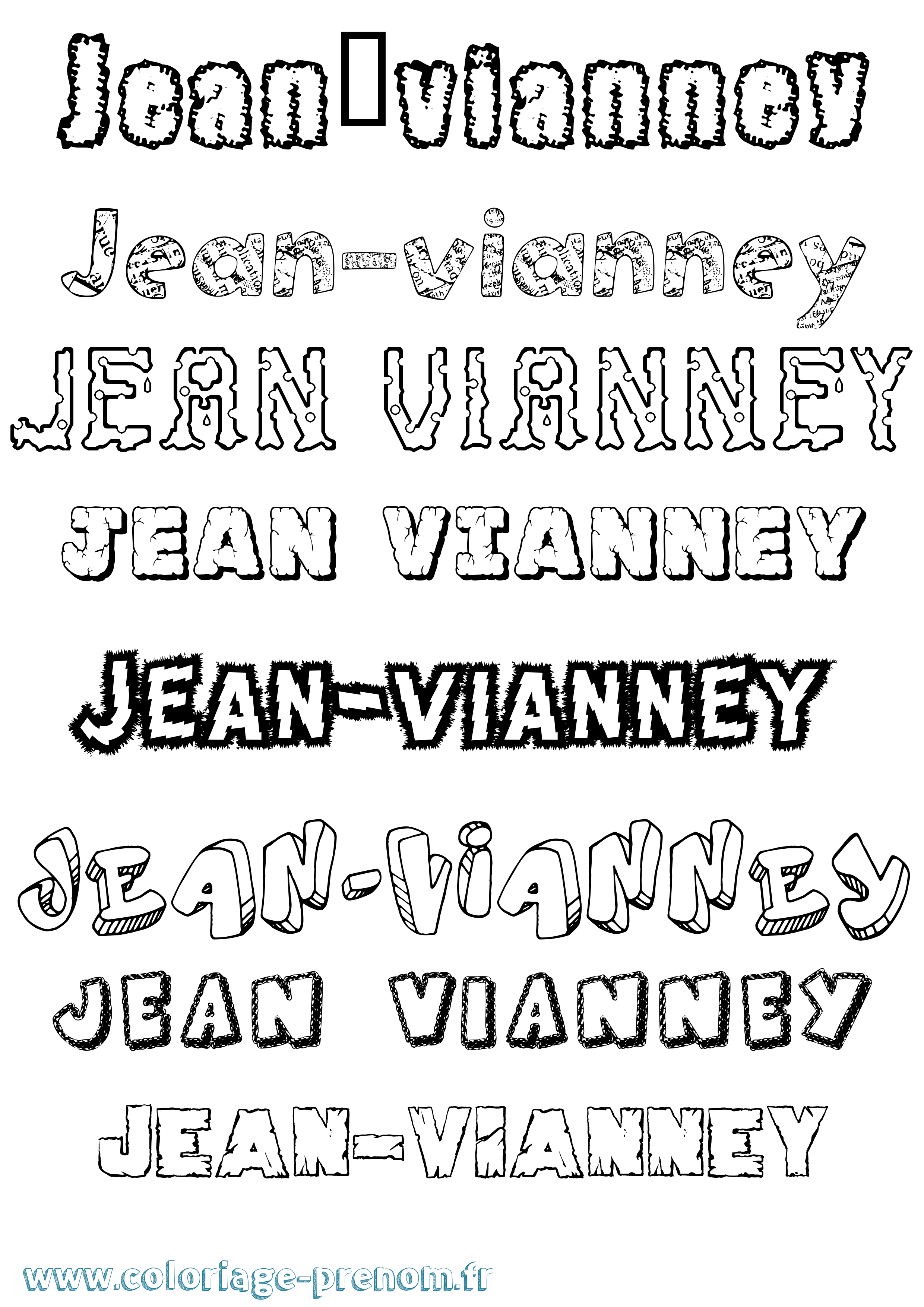 Coloriage Jean-Vianney Destructuré Coloriage prénom Jean-Vianney Destructuré