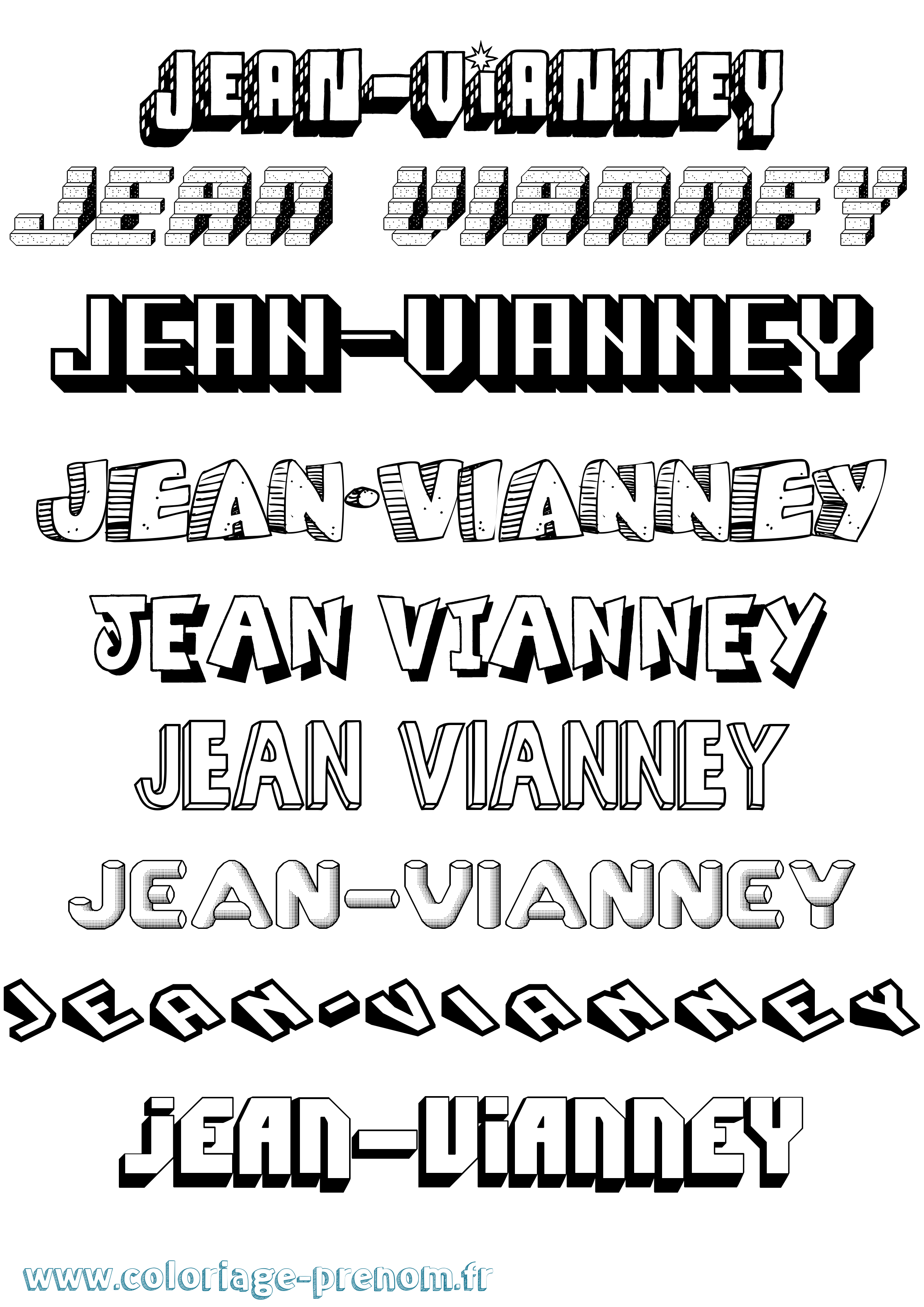 Coloriage Jean-Vianney Effet 3D Coloriage prénom Jean-Vianney Effet 3D