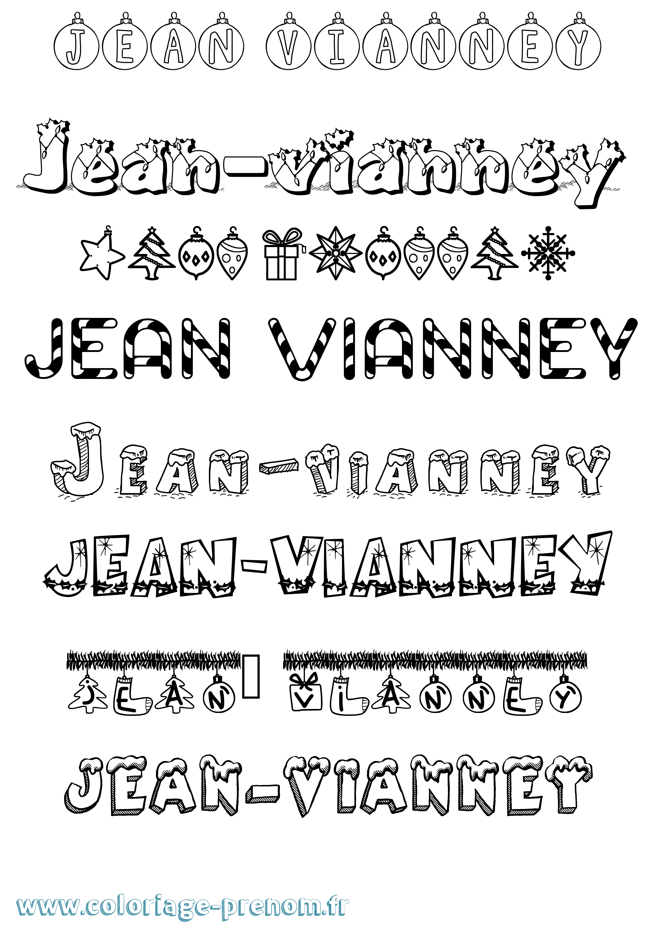 Coloriage Jean-Vianney Noël Coloriage prénom Jean-Vianney Noël