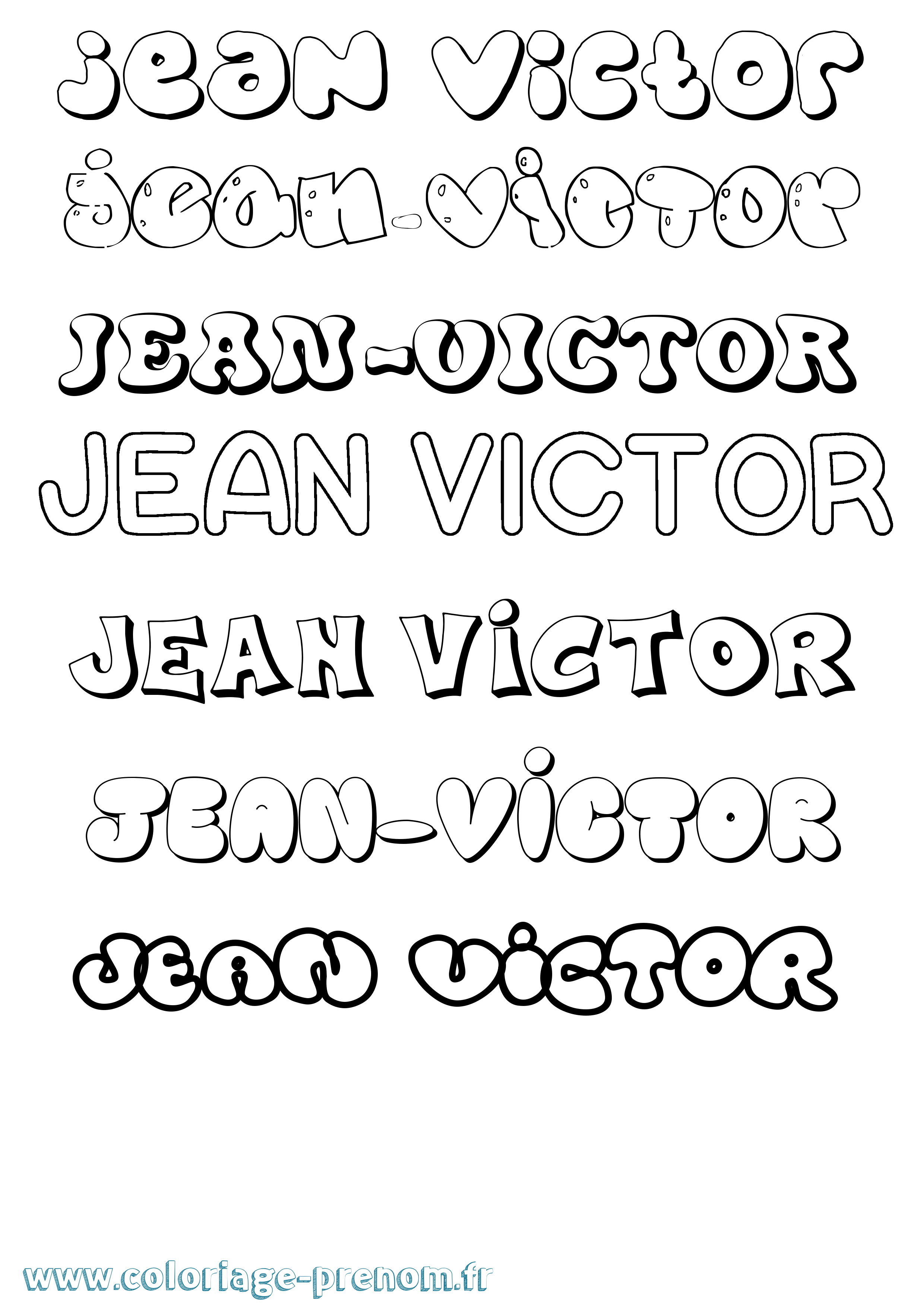 Coloriage Jean-Victor Bubble Coloriage prénom Jean-Victor Bubble