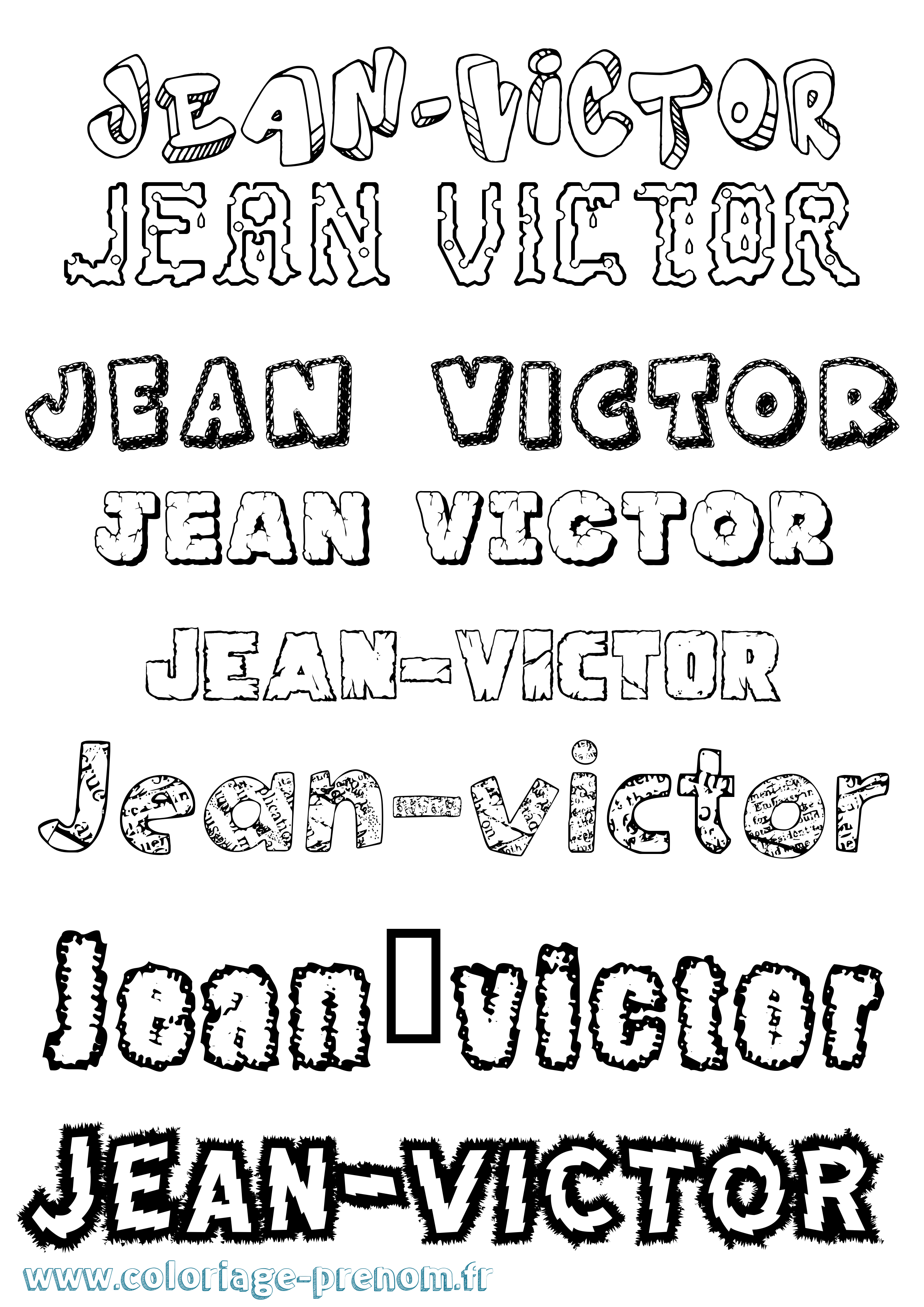 Coloriage Jean-Victor Destructuré Coloriage prénom Jean-Victor Destructuré
