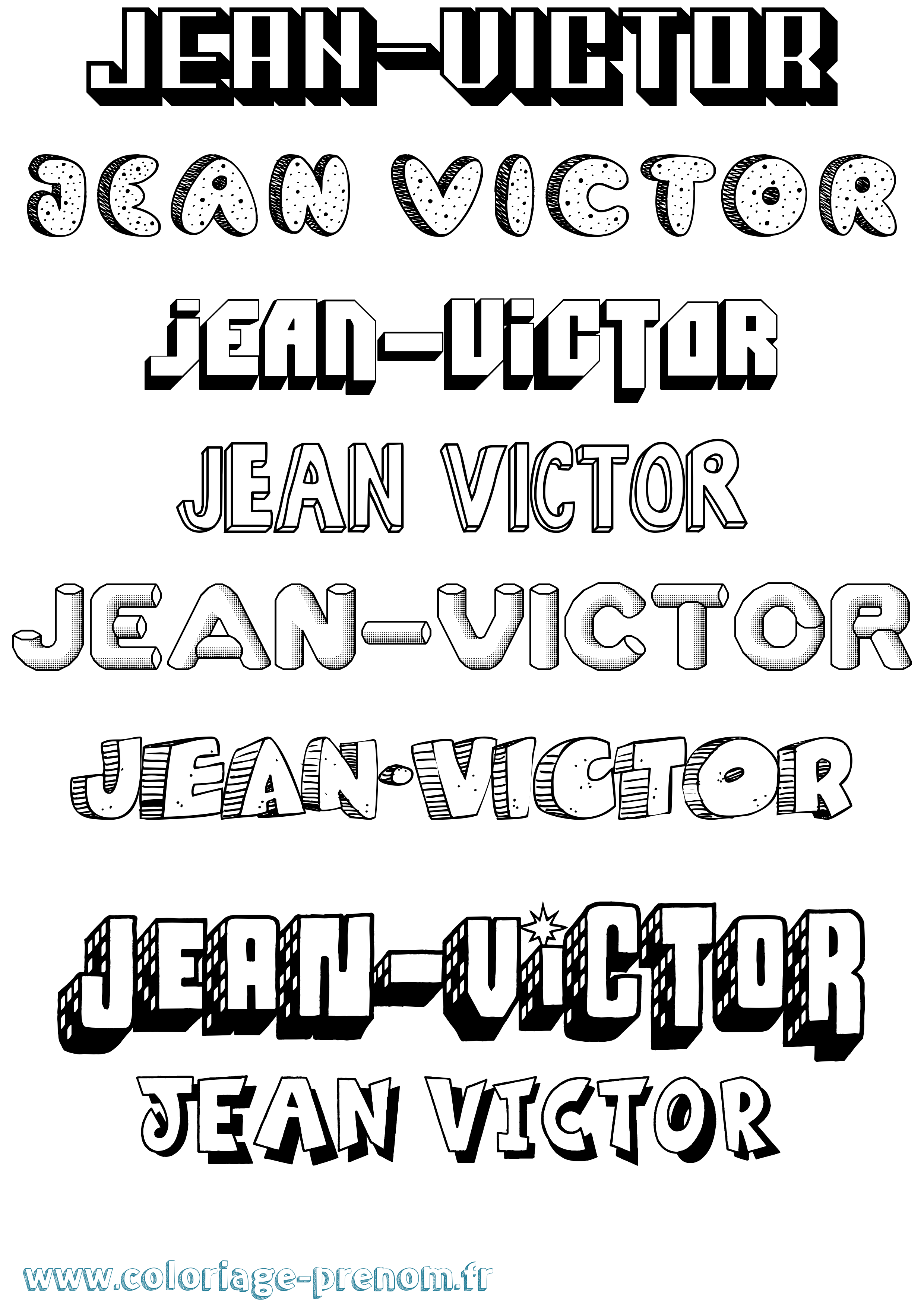 Coloriage Jean-Victor Effet 3D Coloriage prénom Jean-Victor Effet 3D