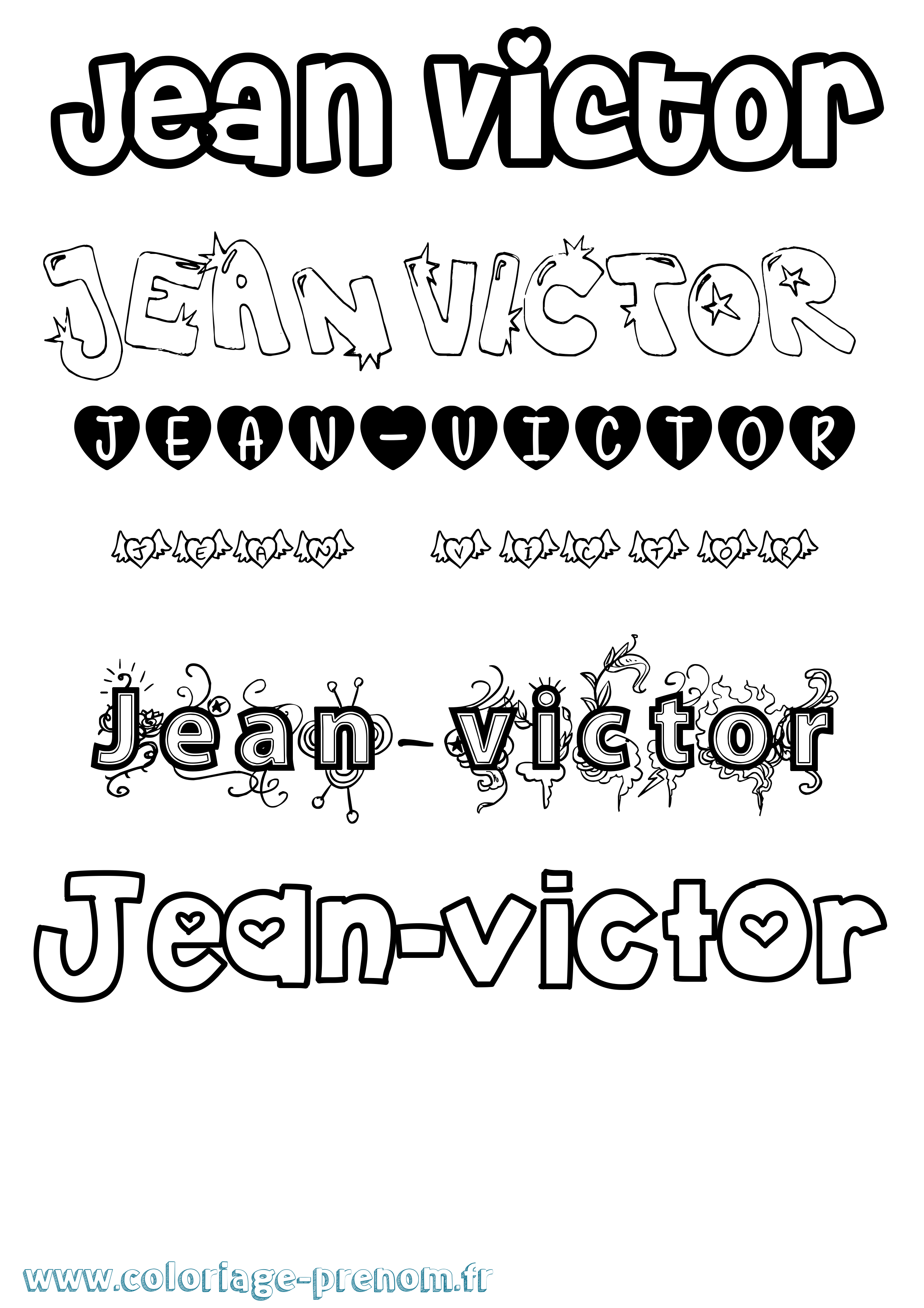 Coloriage Jean-Victor Girly Coloriage prénom Jean-Victor Girly