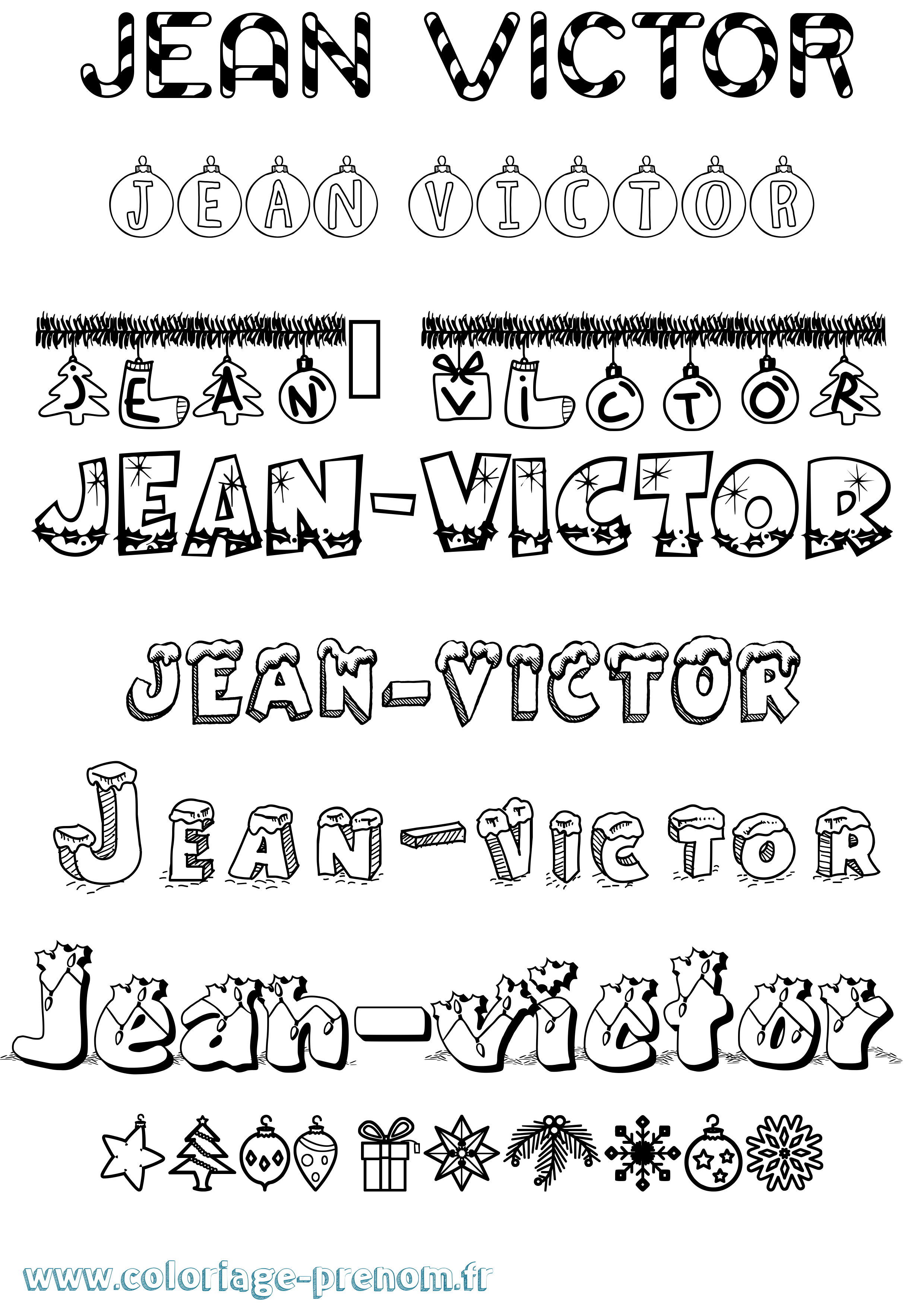 Coloriage Jean-Victor Noël Coloriage prénom Jean-Victor Noël