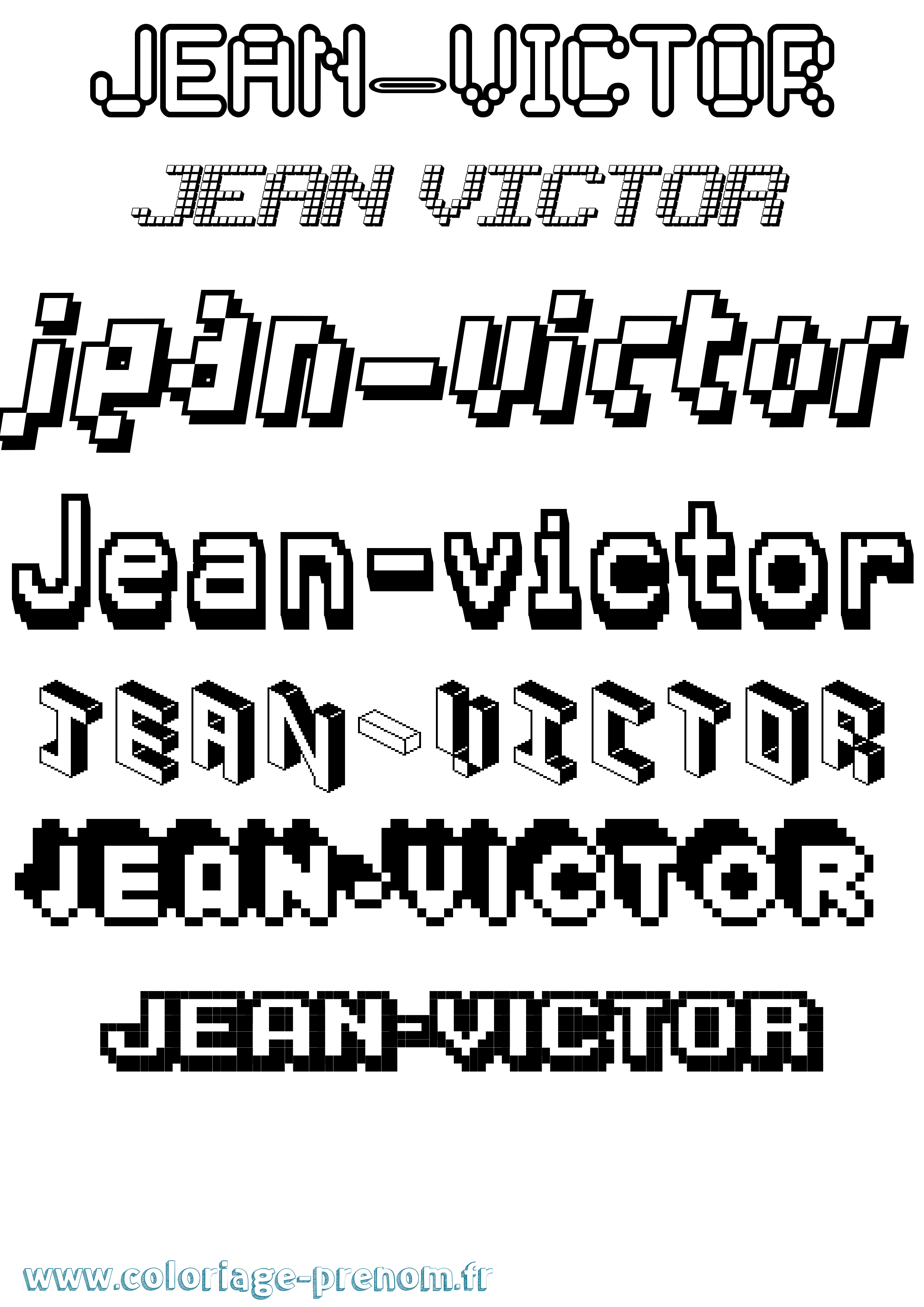 Coloriage Jean-Victor Pixel Coloriage prénom Jean-Victor Pixel
