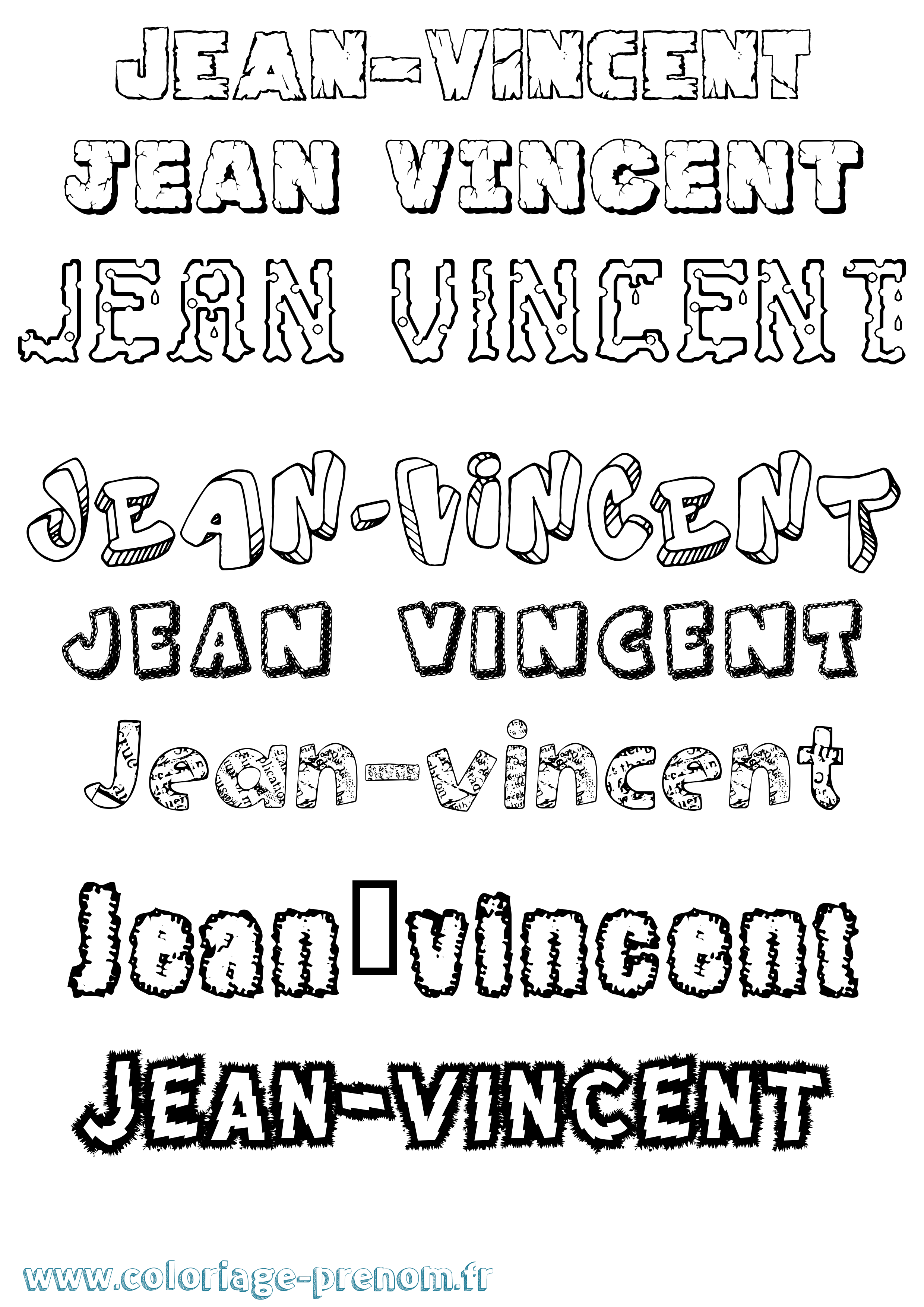 Coloriage Jean-Vincent Destructuré Coloriage prénom Jean-Vincent Destructuré